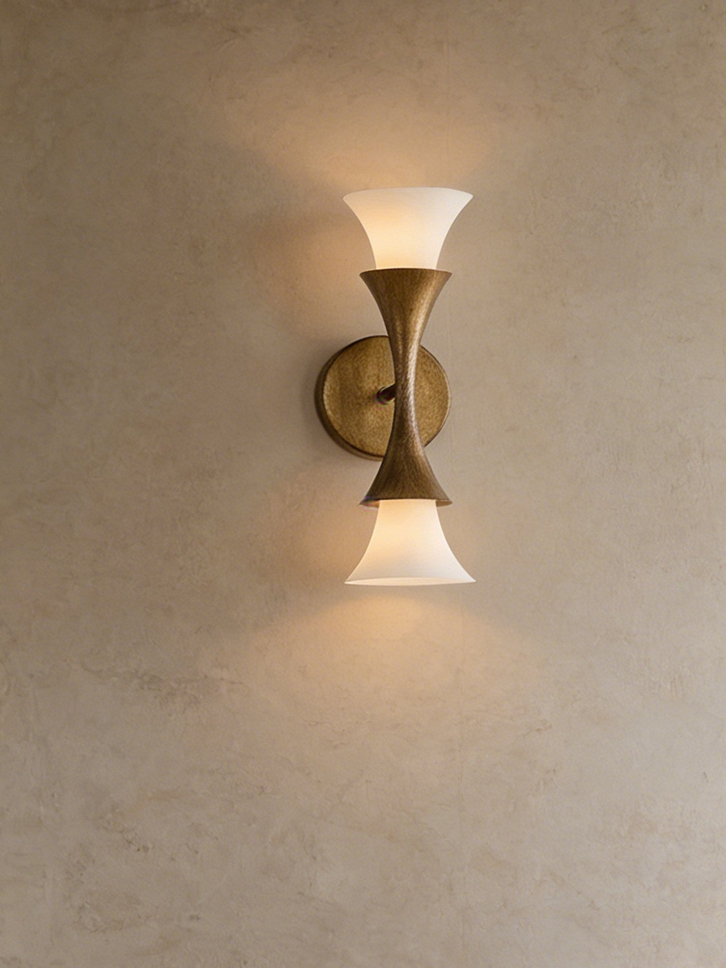Antique Brass Double Cone Wall Sconce-Neutral Decor