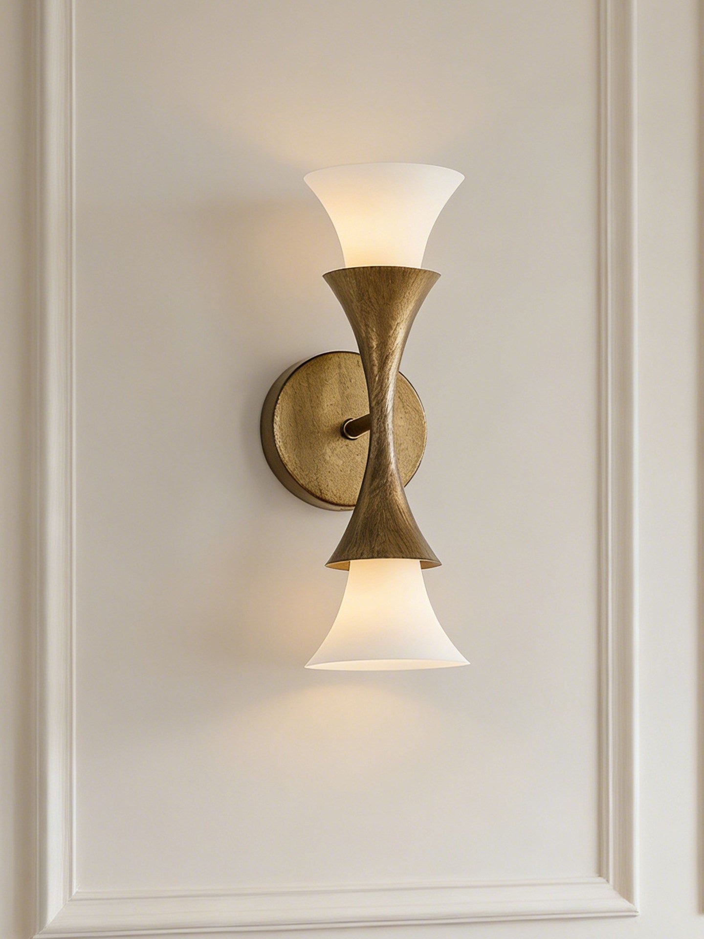Antique Brass Double Cone Wall Sconce-Neutral Decor