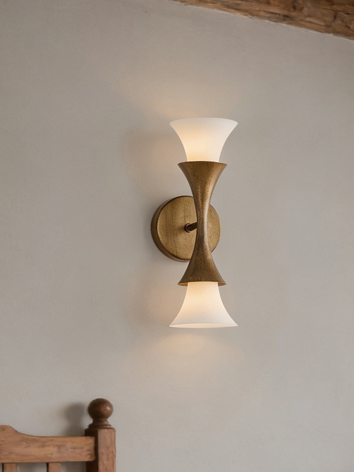 Antique Brass Double Cone Wall Sconce-Neutral Decor