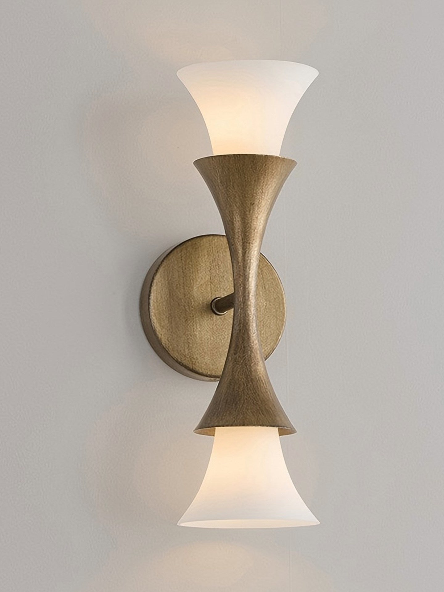 Antique Brass Double Cone Wall Sconce-Neutral Decor
