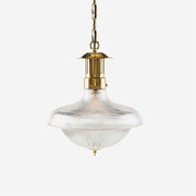 Norvela Pendant Light Clear Ribbed Glass Brass Vintage-Neutral Decor
