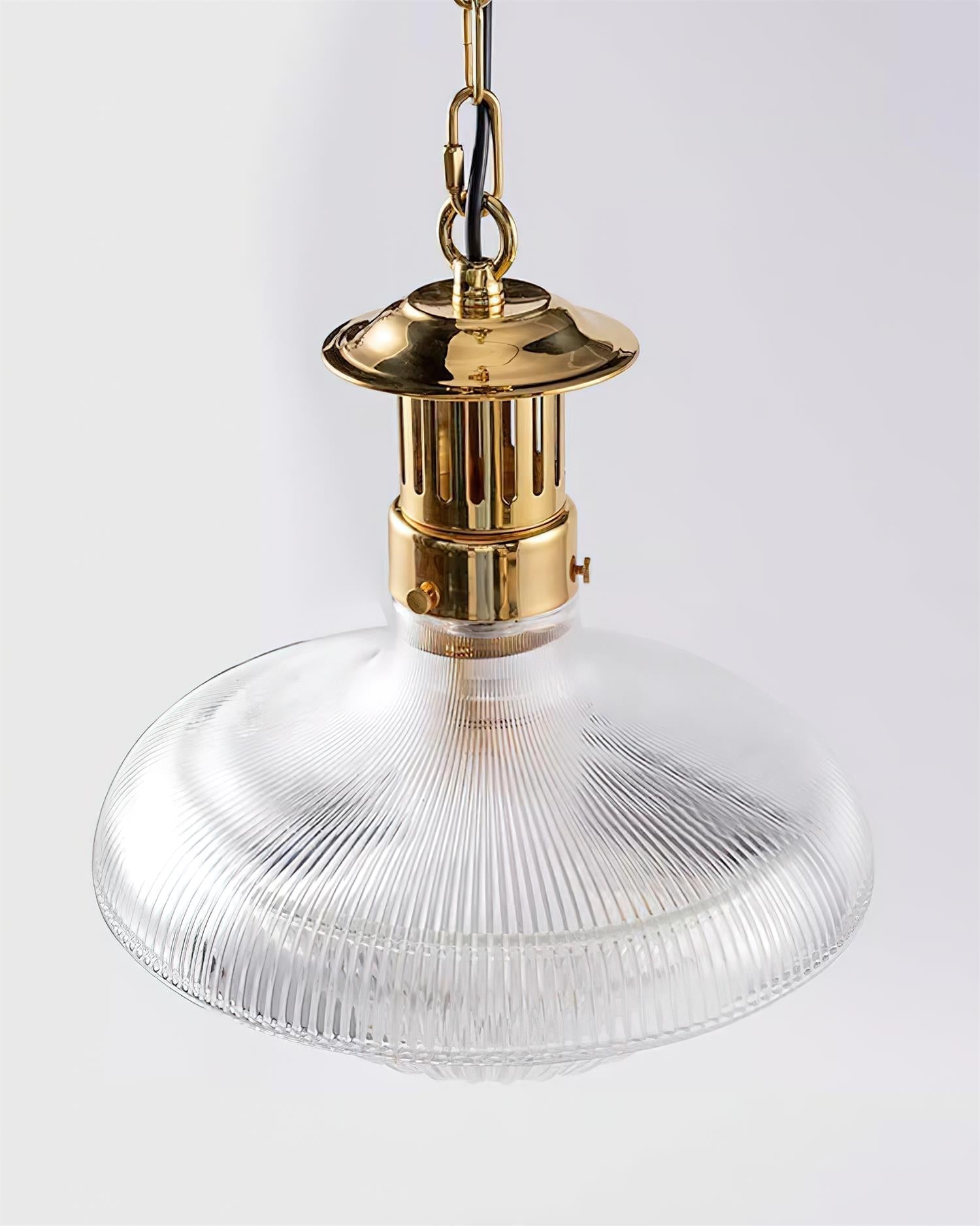 Norvela Pendant Light Clear Ribbed Glass Brass Vintage-Neutral Decor