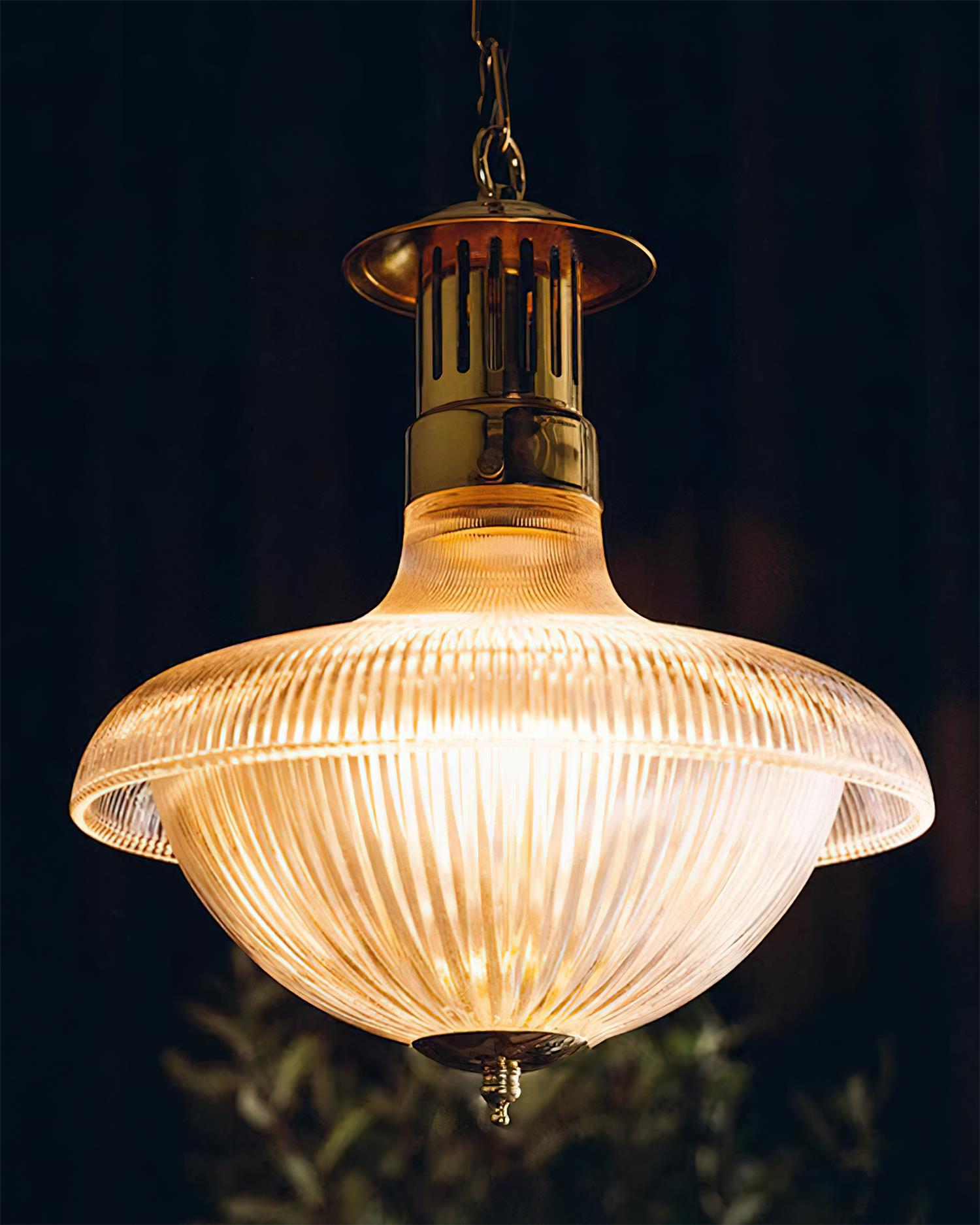 Norvela Pendant Light Clear Ribbed Glass Brass Vintage-Neutral Decor