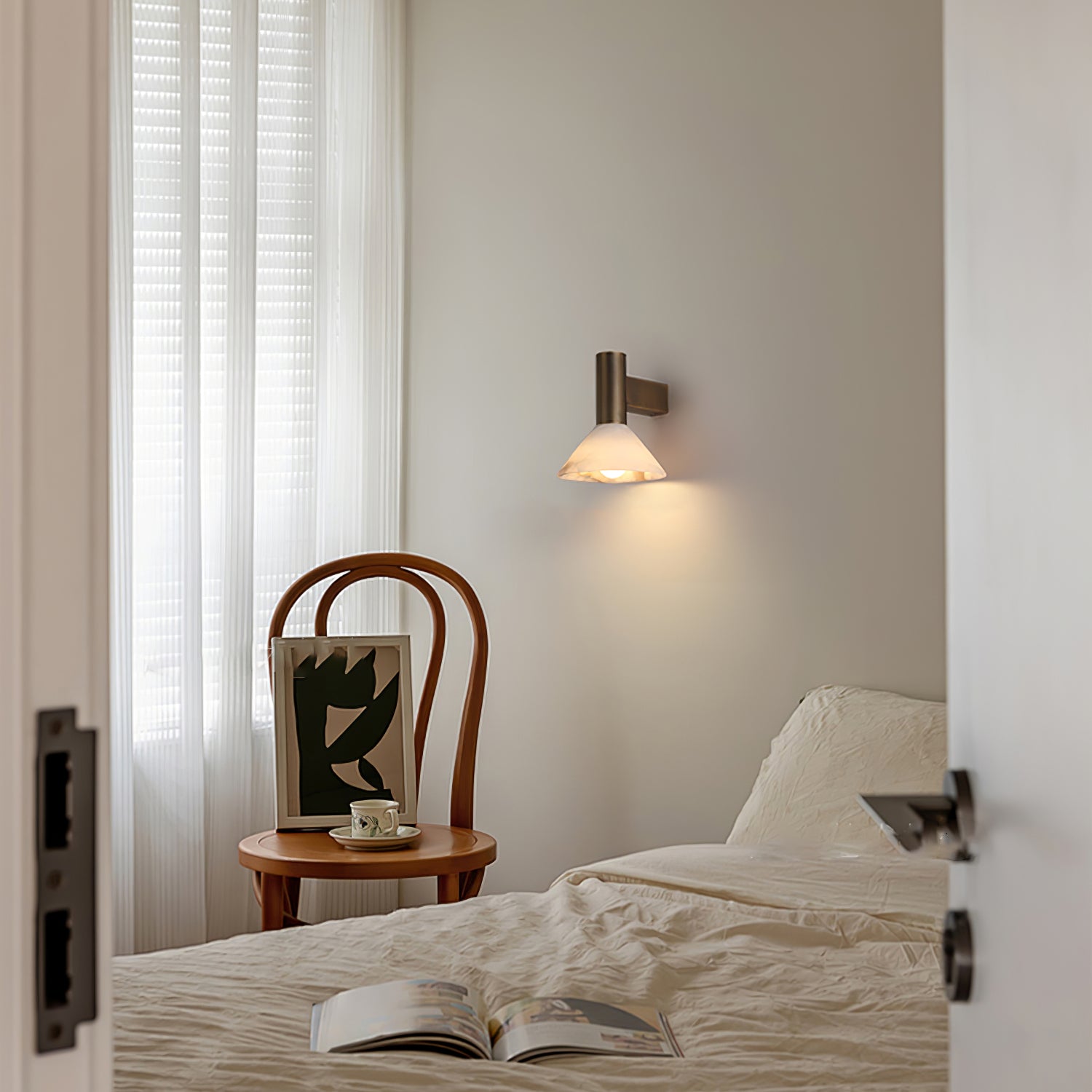 Rino Cone Alabaster Wall Light-Neutral Decor