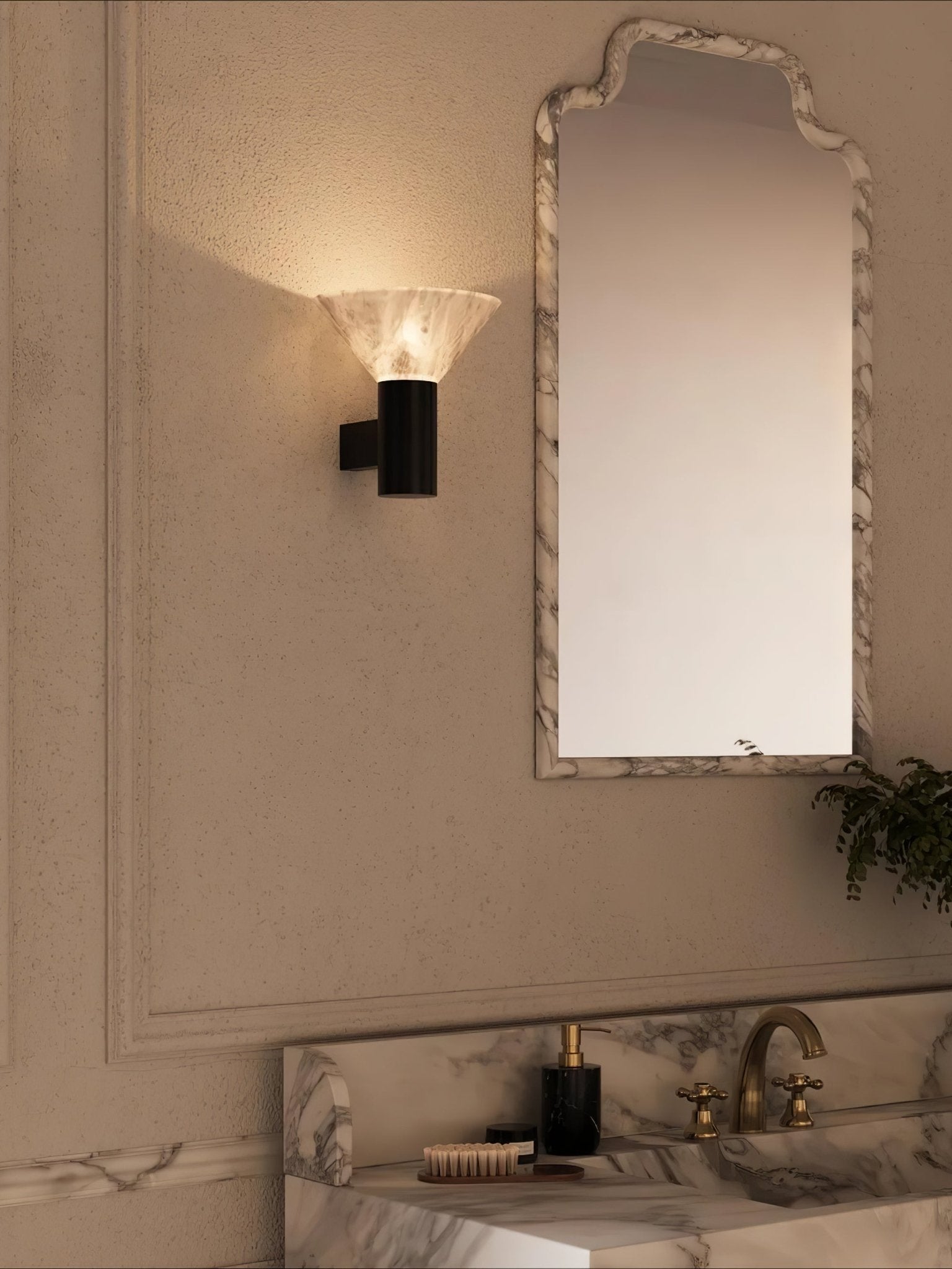 Eurnoria Cone Alabaster Wall Light-Neutral Decor