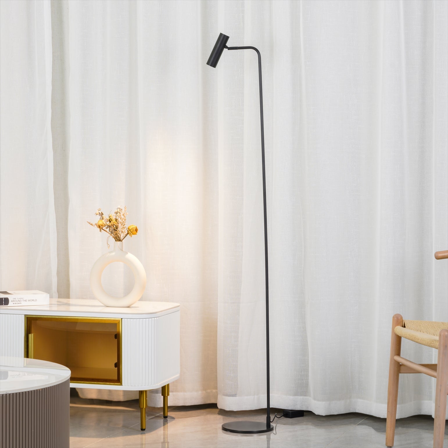 Nirixa Brass Industrial Floor Lamp-Neutral Decor