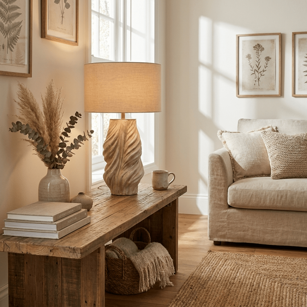 Tortile Twisted Ceramic Table Lamp-Neutral Decor