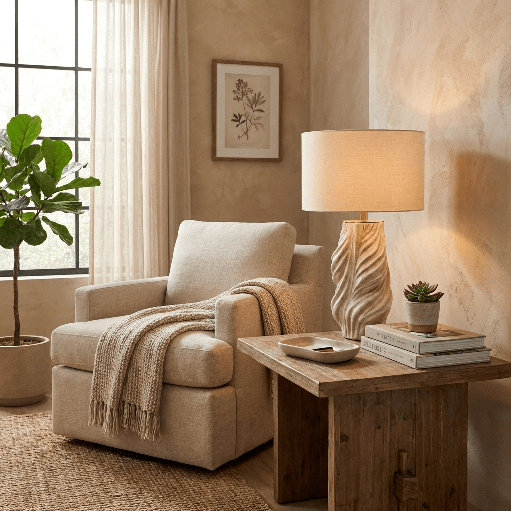 Tortile Twisted Ceramic Table Lamp-Neutral Decor