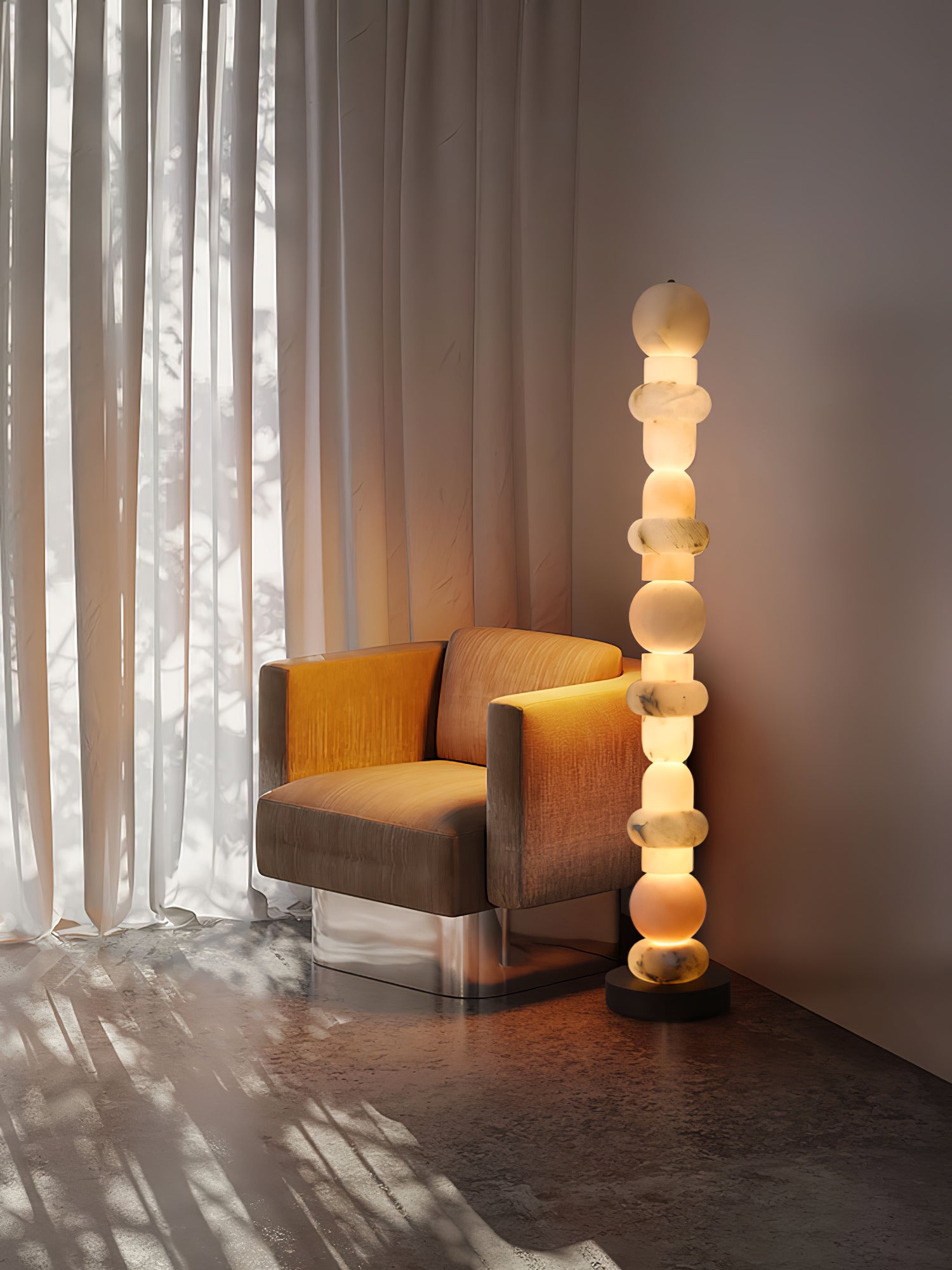 Nostix Alabaster Floor Lamp-Neutral Decor