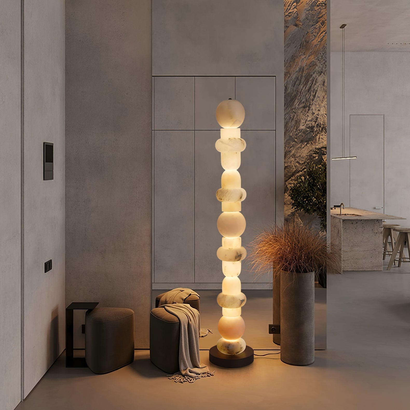 Nostix Alabaster Floor Lamp-Neutral Decor