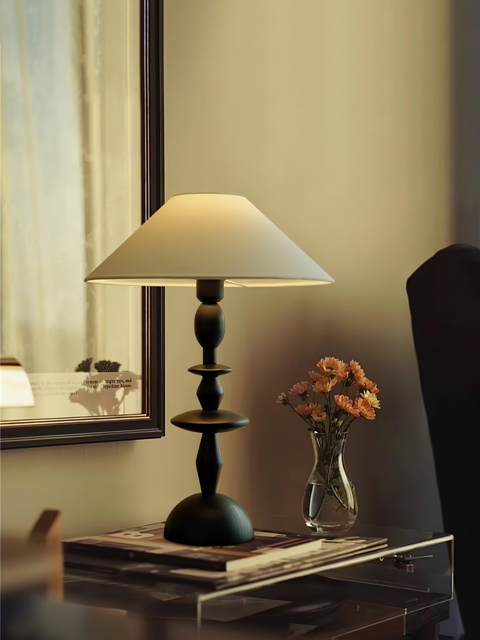Halenir Wood Fabric Table Lamp-Neutral Decor