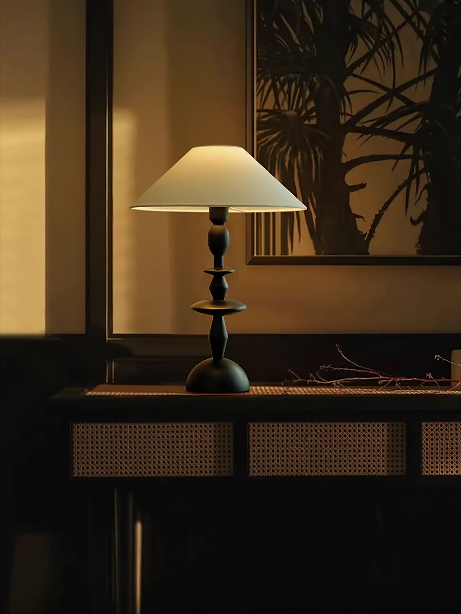 Halenir Wood Fabric Table Lamp-Neutral Decor