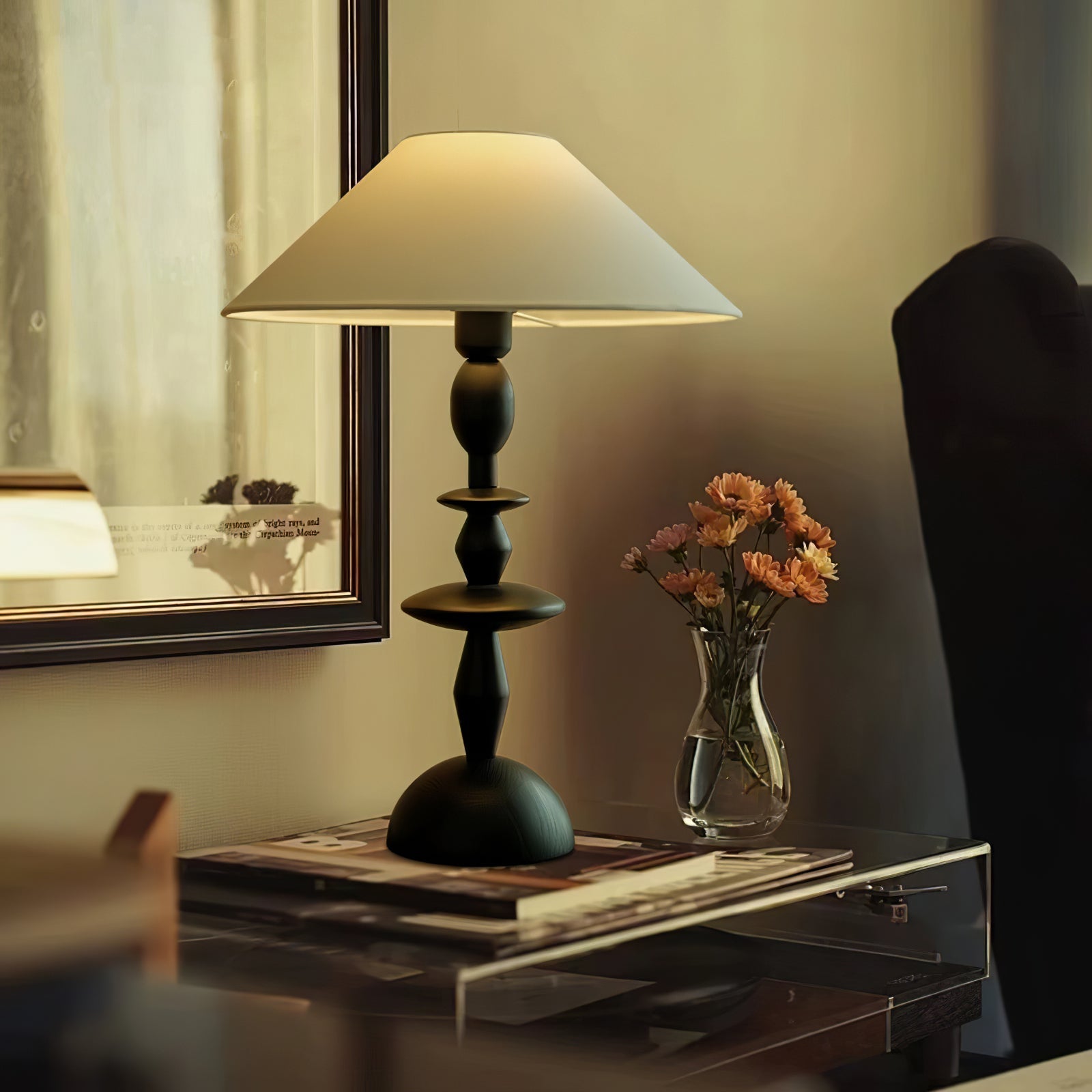 Halenir Wood Fabric Table Lamp-Neutral Decor