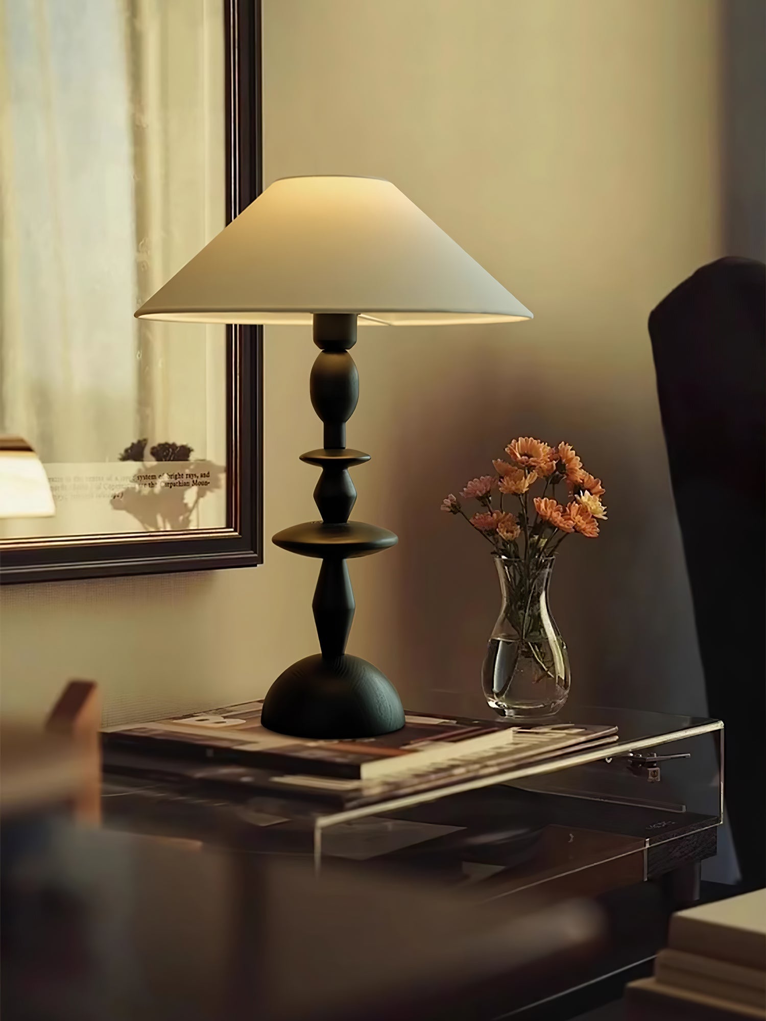 Halenir Wood Fabric Table Lamp-Neutral Decor
