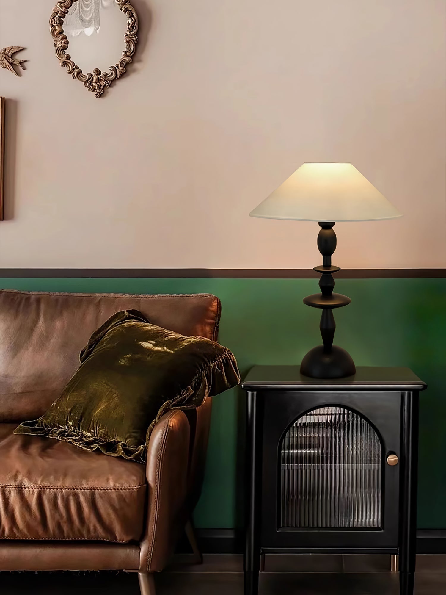 Halenir Wood Fabric Table Lamp-Neutral Decor