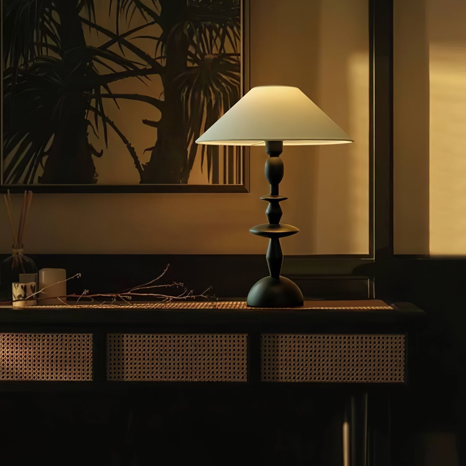 Halenir Wood Fabric Table Lamp-Neutral Decor