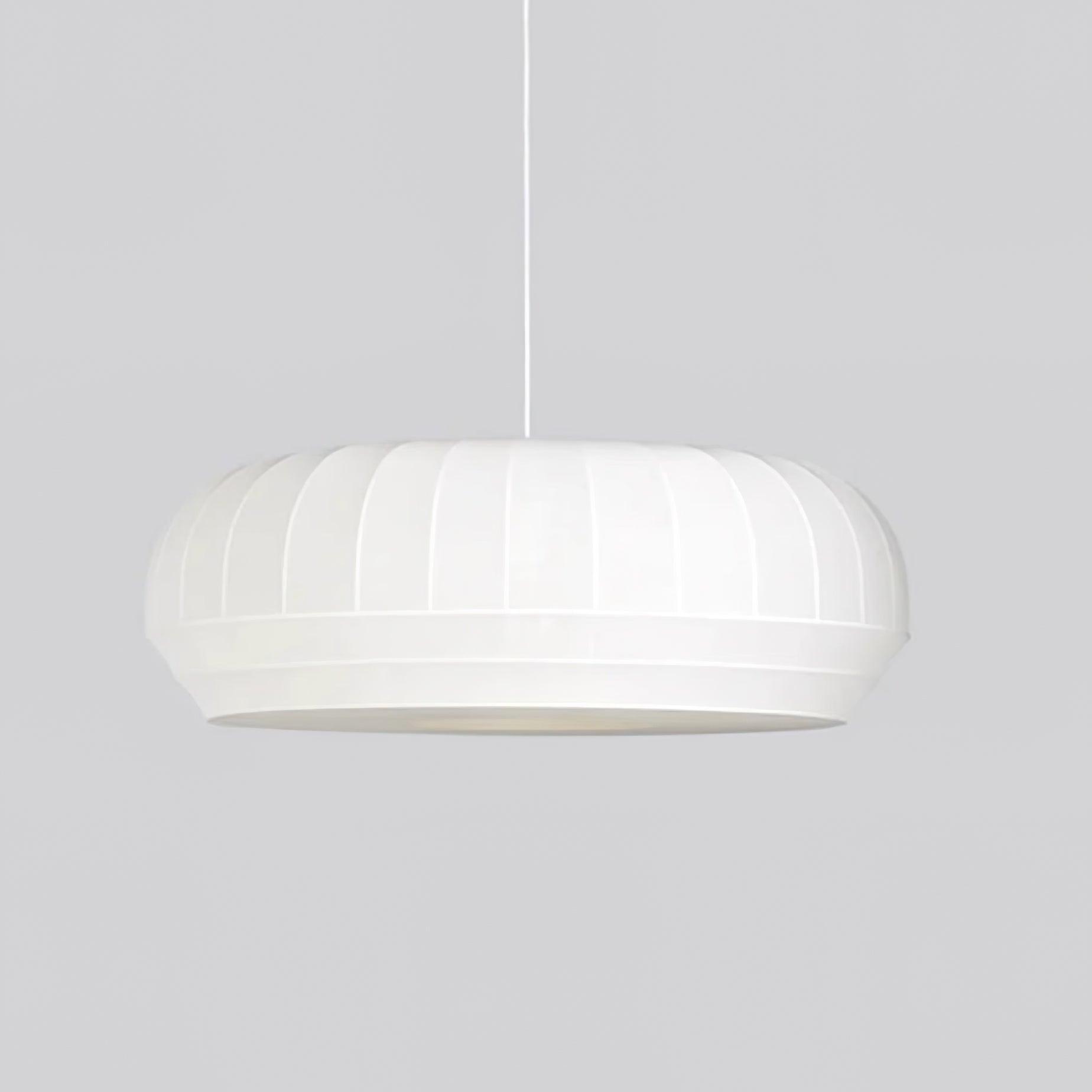 Taro Pendant Lamp Silk Shade White Fabric Vertical Lines Soft Modern Minimalist-Neutral Decor