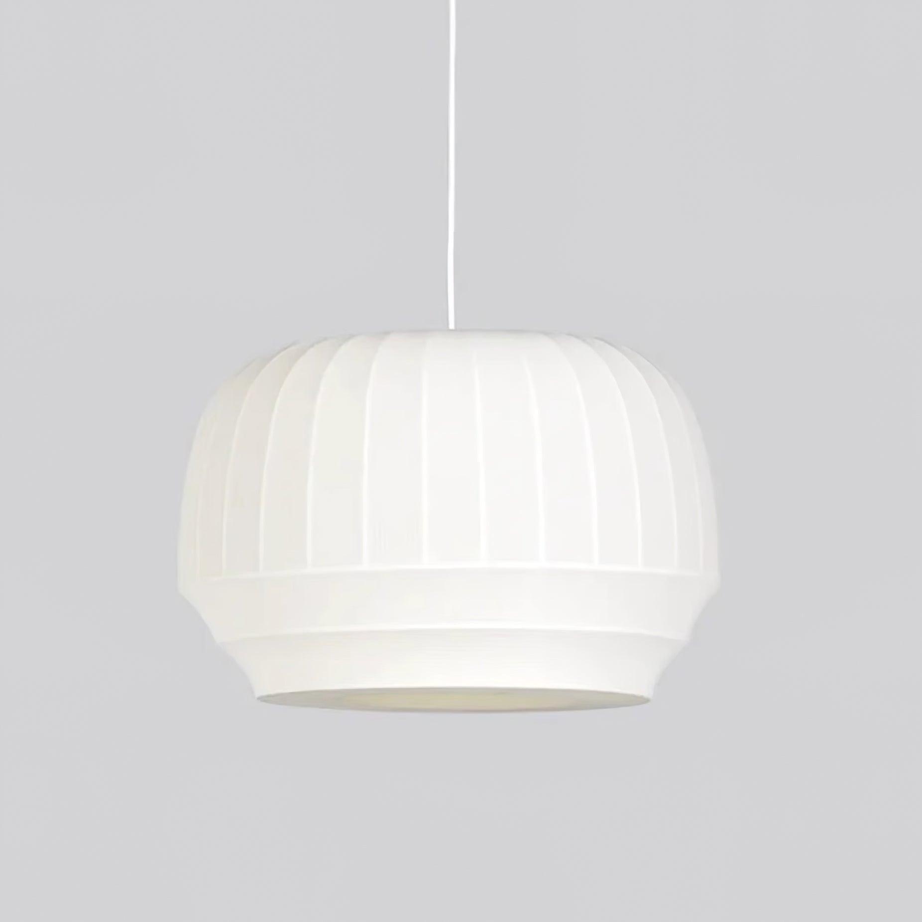 Taro Pendant Lamp Silk Shade White Fabric Vertical Lines Soft Modern Minimalist-Neutral Decor