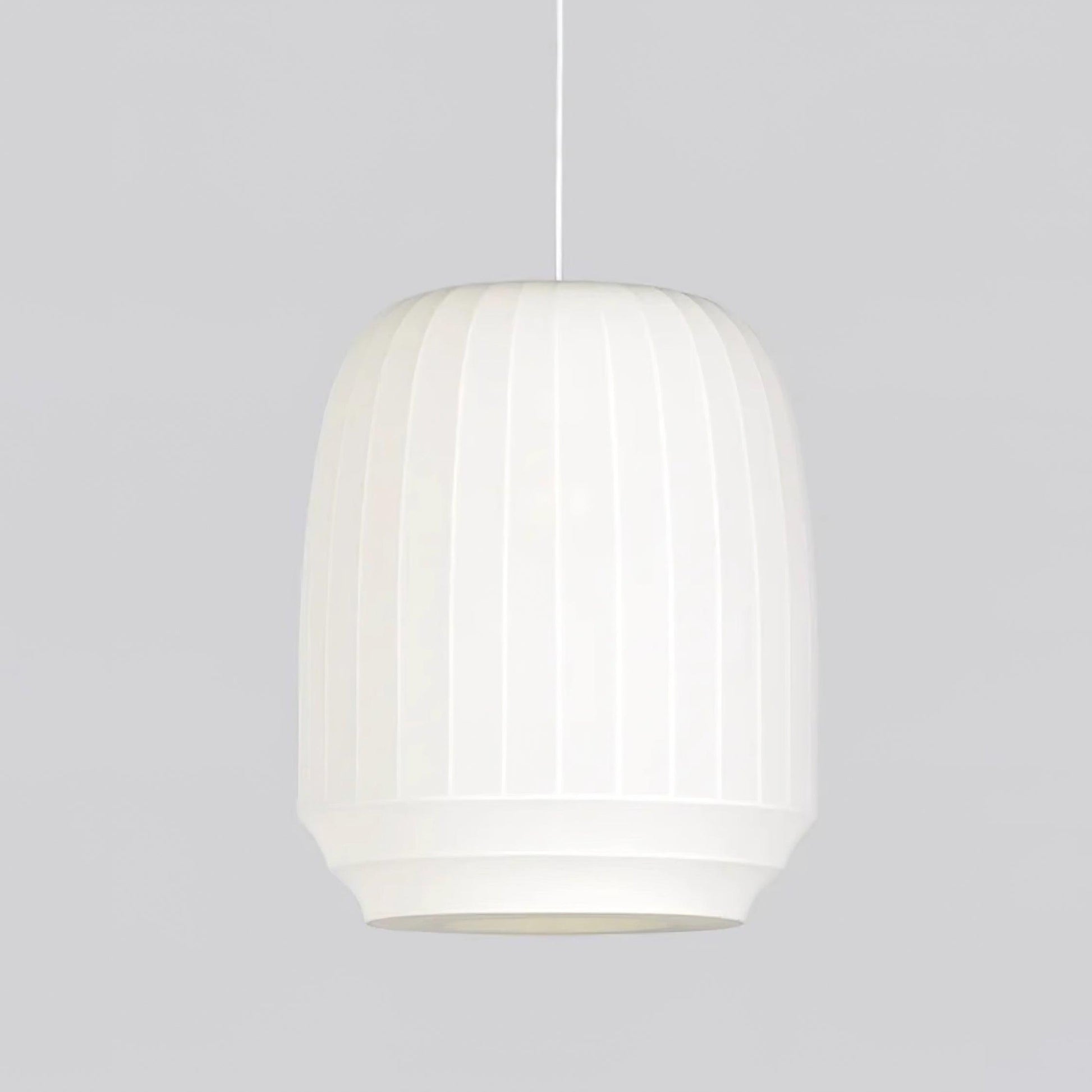 Taro Pendant Lamp Silk Shade White Fabric Vertical Lines Soft Modern Minimalist-Neutral Decor