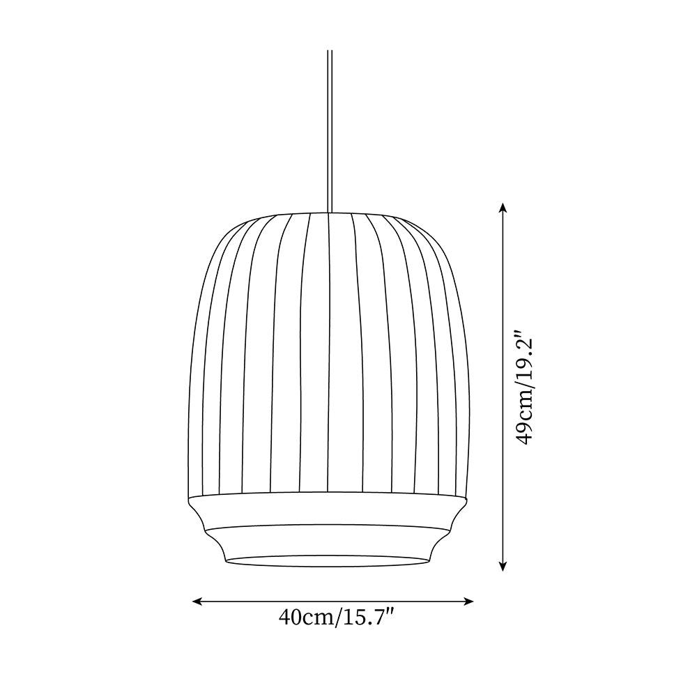 Taro Pendant Lamp Silk Shade White Fabric Vertical Lines Soft Modern Minimalist-Neutral Decor