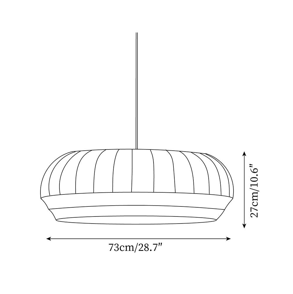 Taro Pendant Lamp Silk Shade White Fabric Vertical Lines Soft Modern Minimalist-Neutral Decor