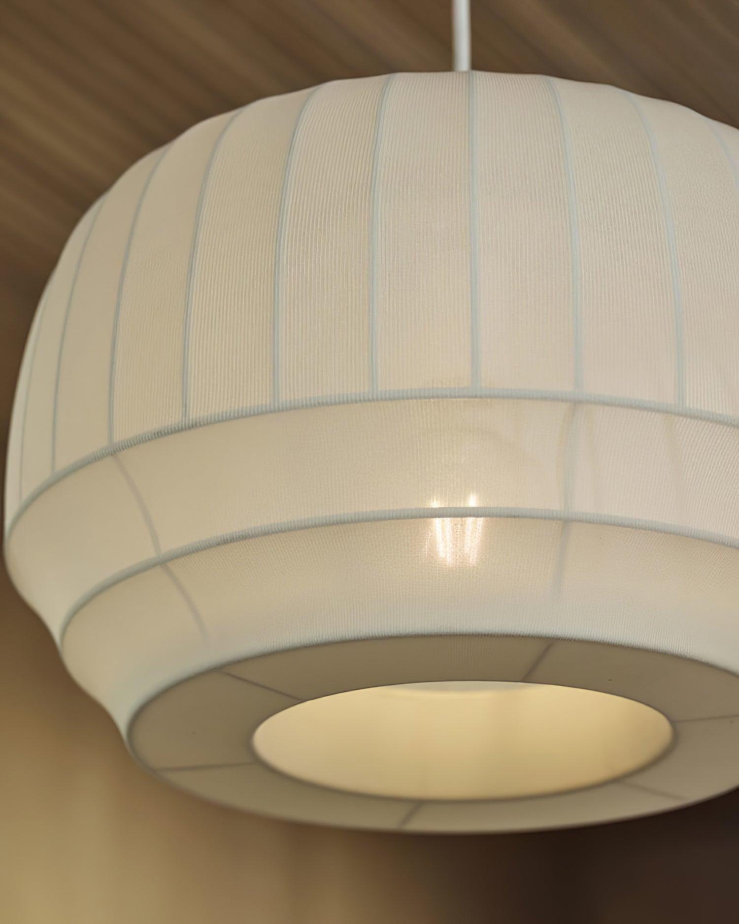 Taro Pendant Lamp Silk Shade White Fabric Vertical Lines Soft Modern Minimalist-Neutral Decor