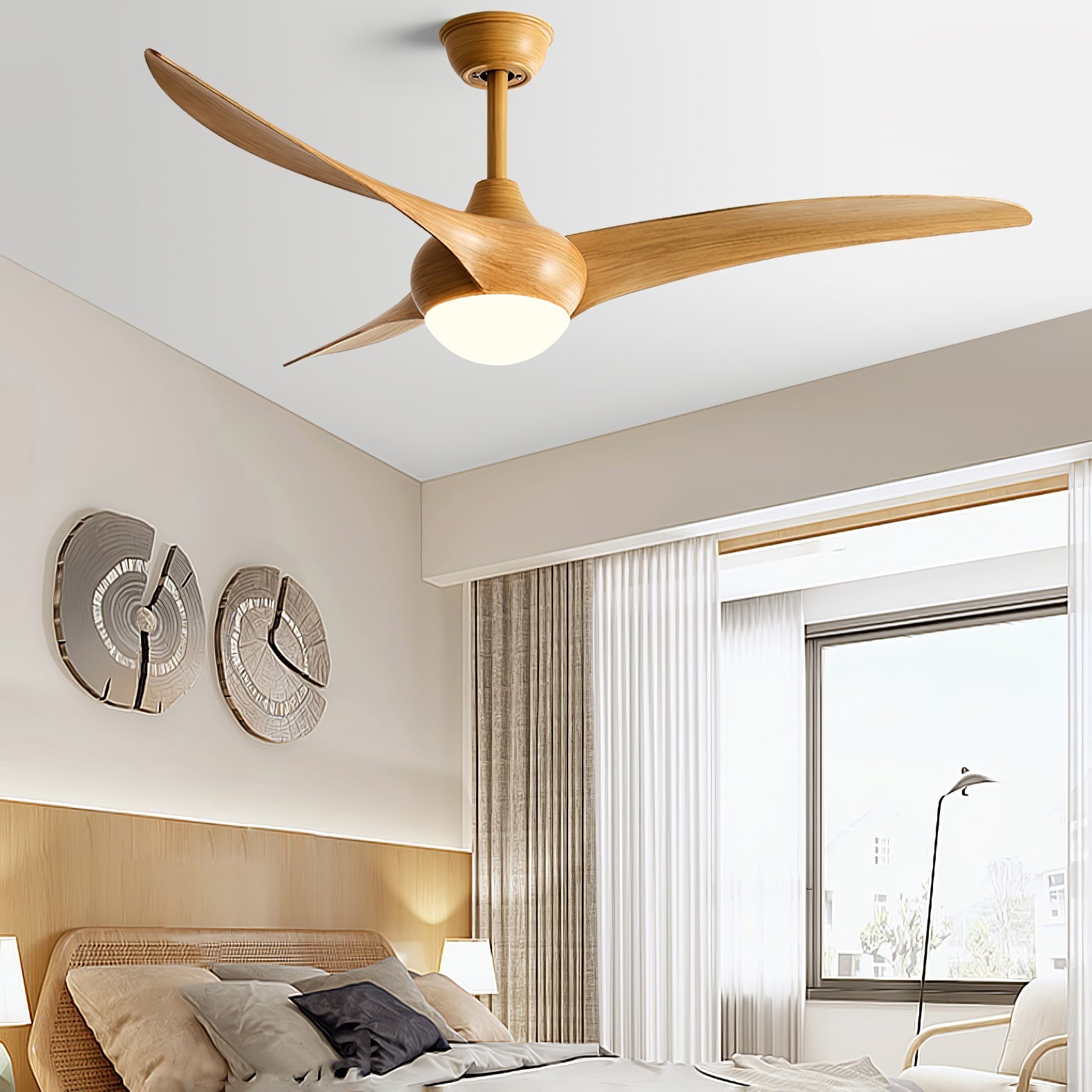 Durven Natural Traditional Ceiling Fan Light-Neutral Decor
