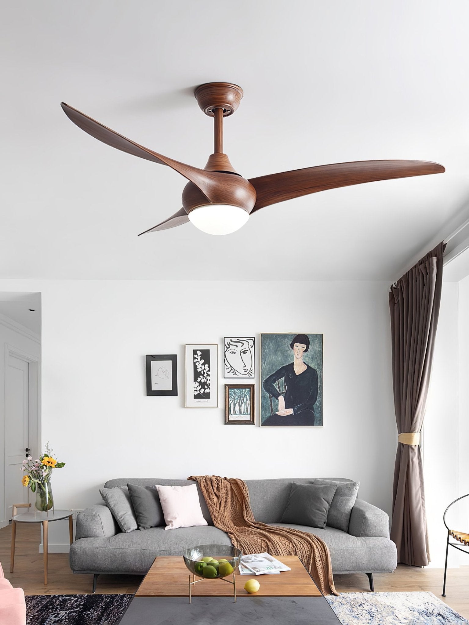Durven Natural Traditional Ceiling Fan Light-Neutral Decor