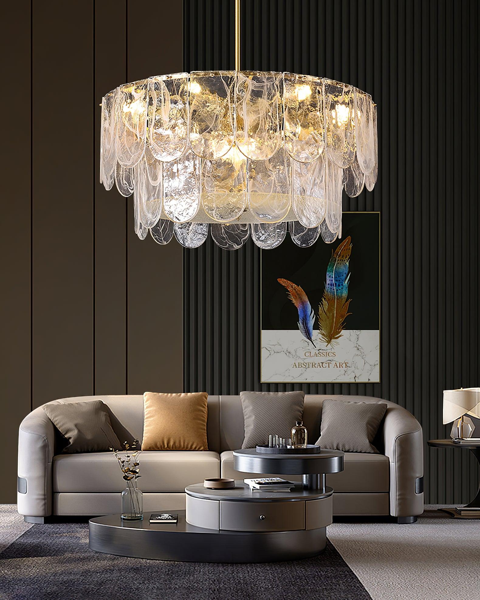 Lustra Chandelier Traditional Classic Glass Metal-Neutral Decor