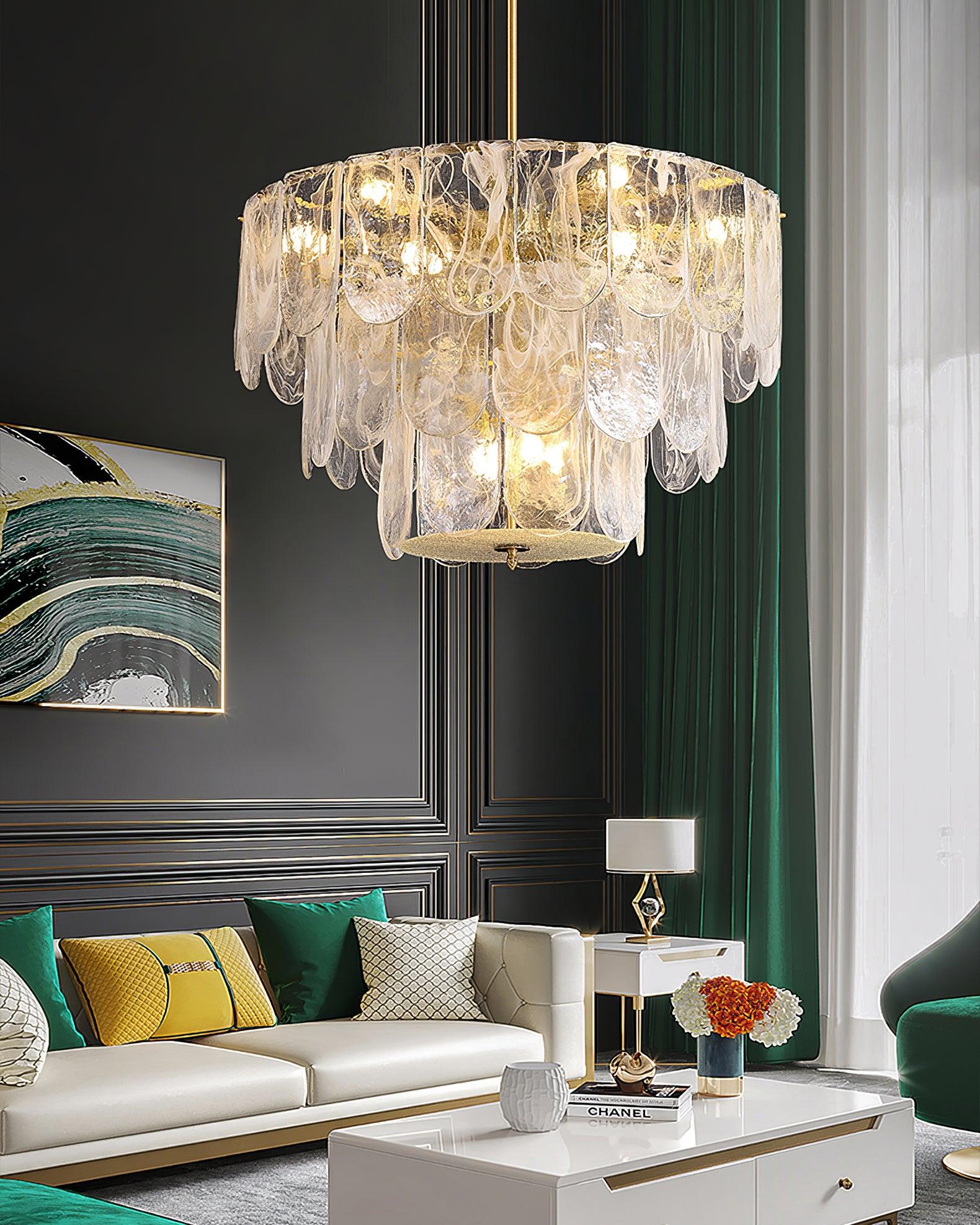 Lustra Chandelier Traditional Classic Glass Metal-Neutral Decor