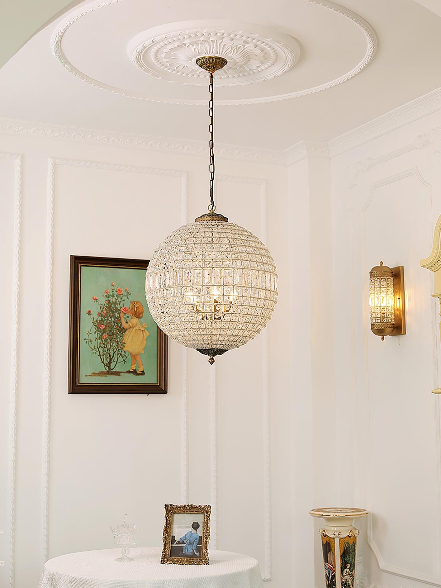 Jelt Chandelier Gold Globe Crystal Vintage-Neutral Decor