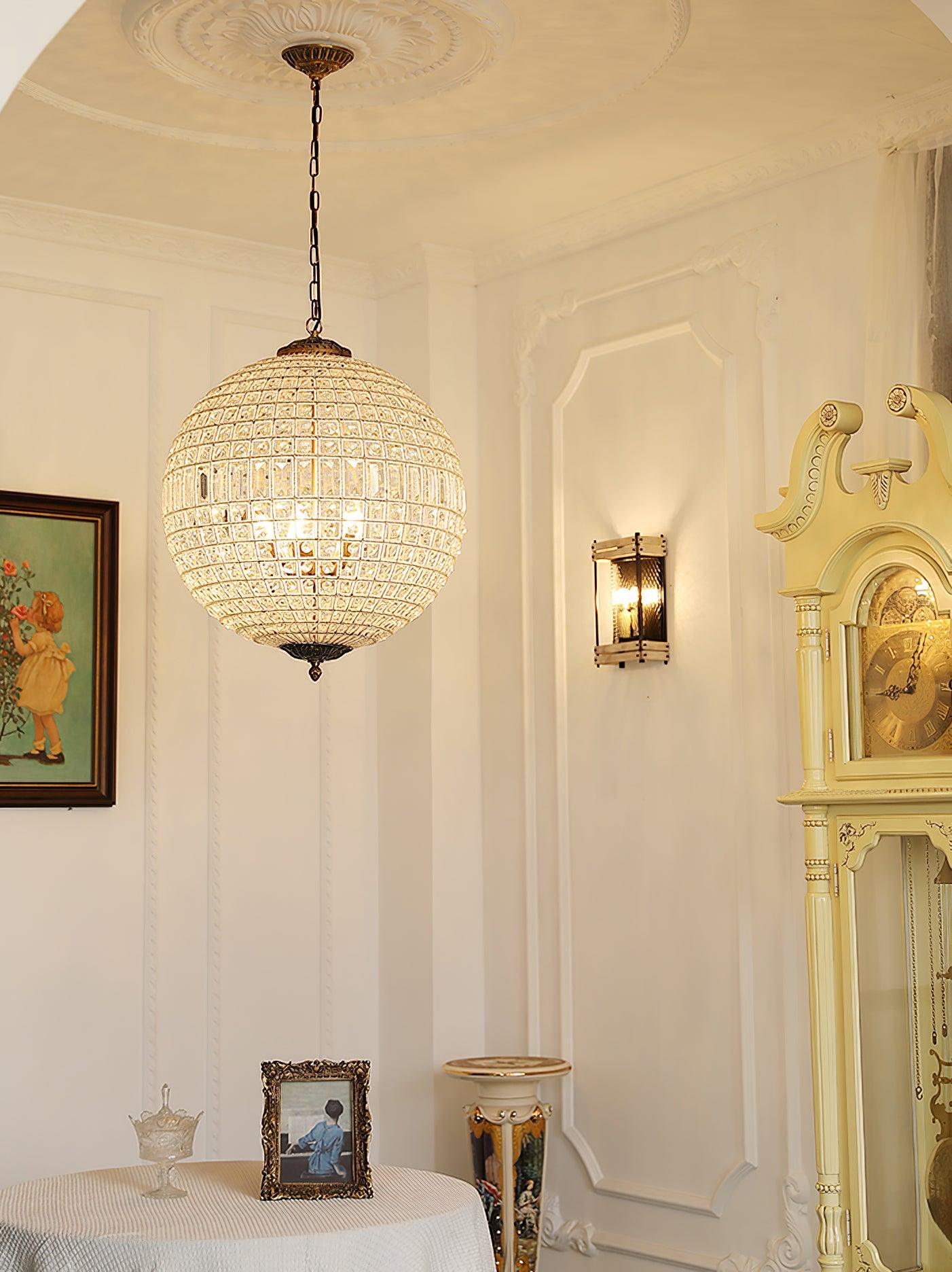 Jelt Chandelier Gold Globe Crystal Vintage-Neutral Decor