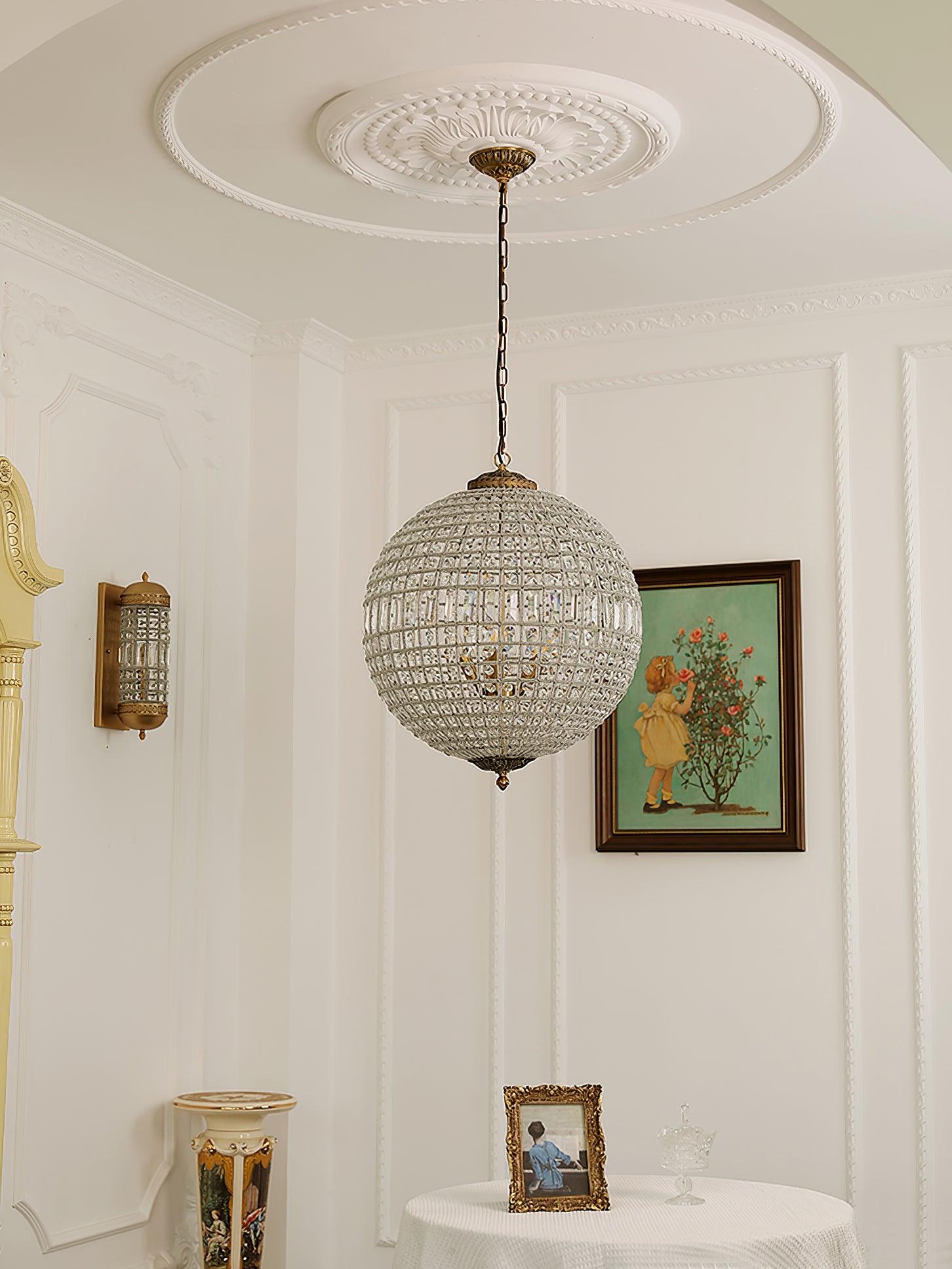 Jelt Chandelier Gold Globe Crystal Vintage-Neutral Decor