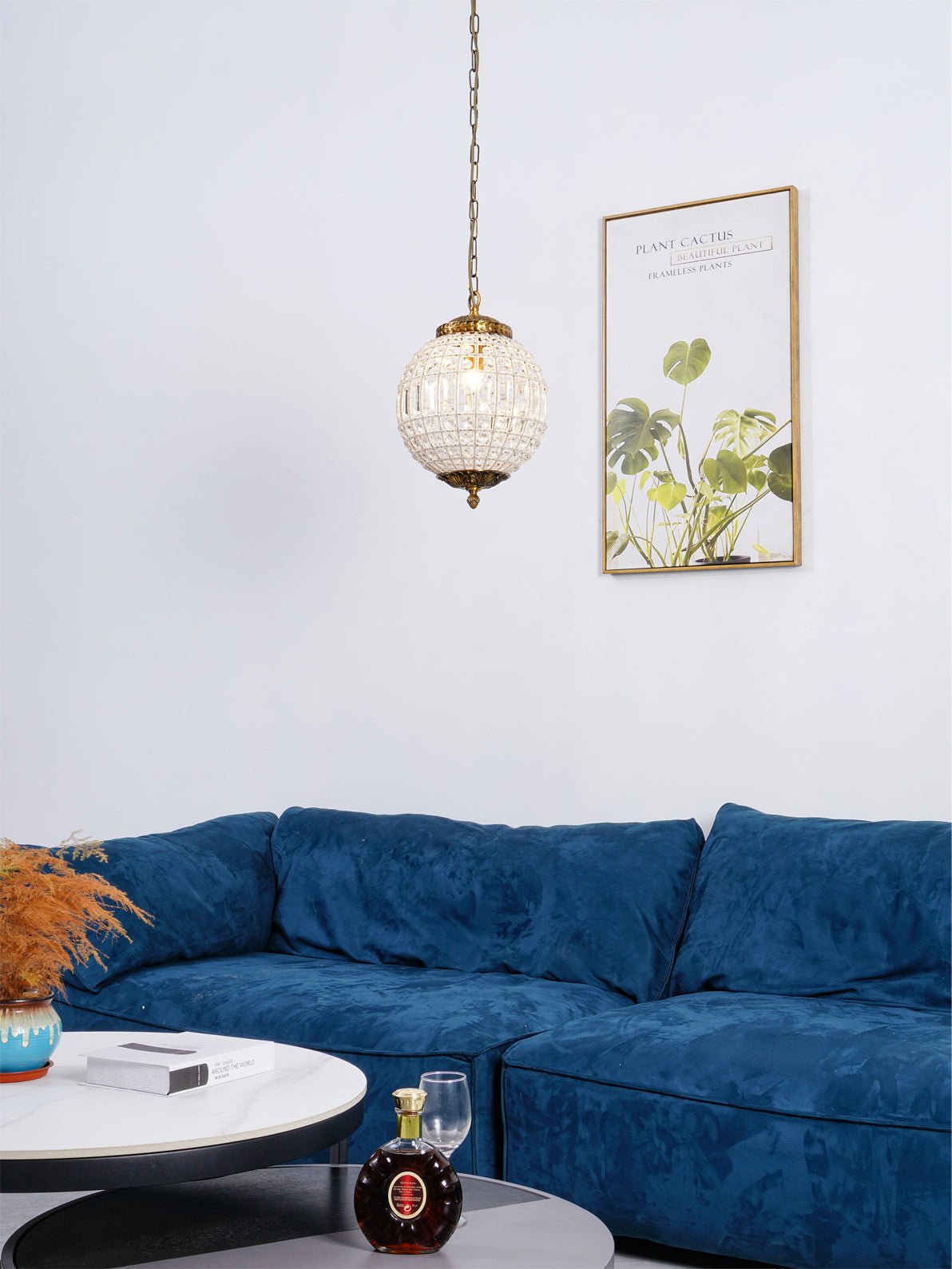 Jelt Chandelier Gold Globe Crystal Vintage-Neutral Decor