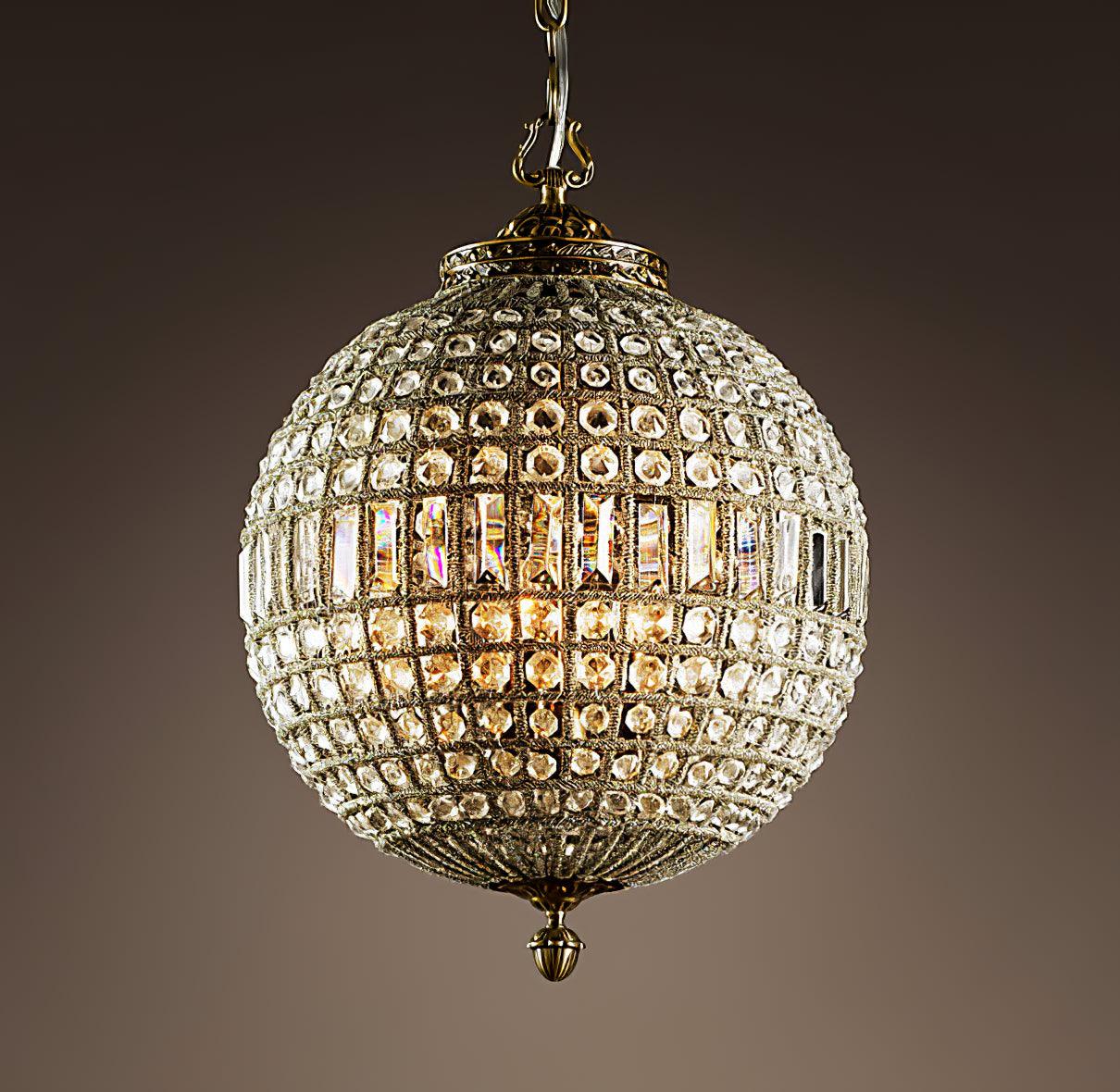 Jelt Chandelier Gold Globe Crystal Vintage-Neutral Decor