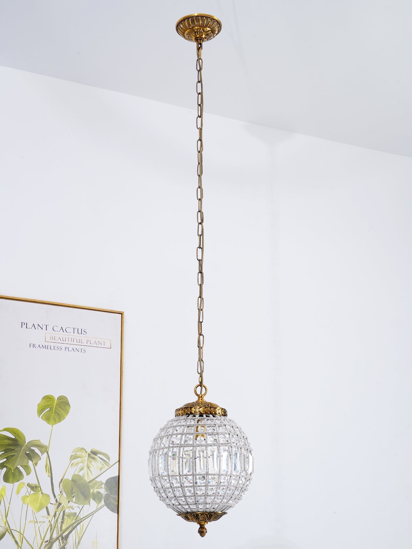 Jelt Chandelier Gold Globe Crystal Vintage-Neutral Decor