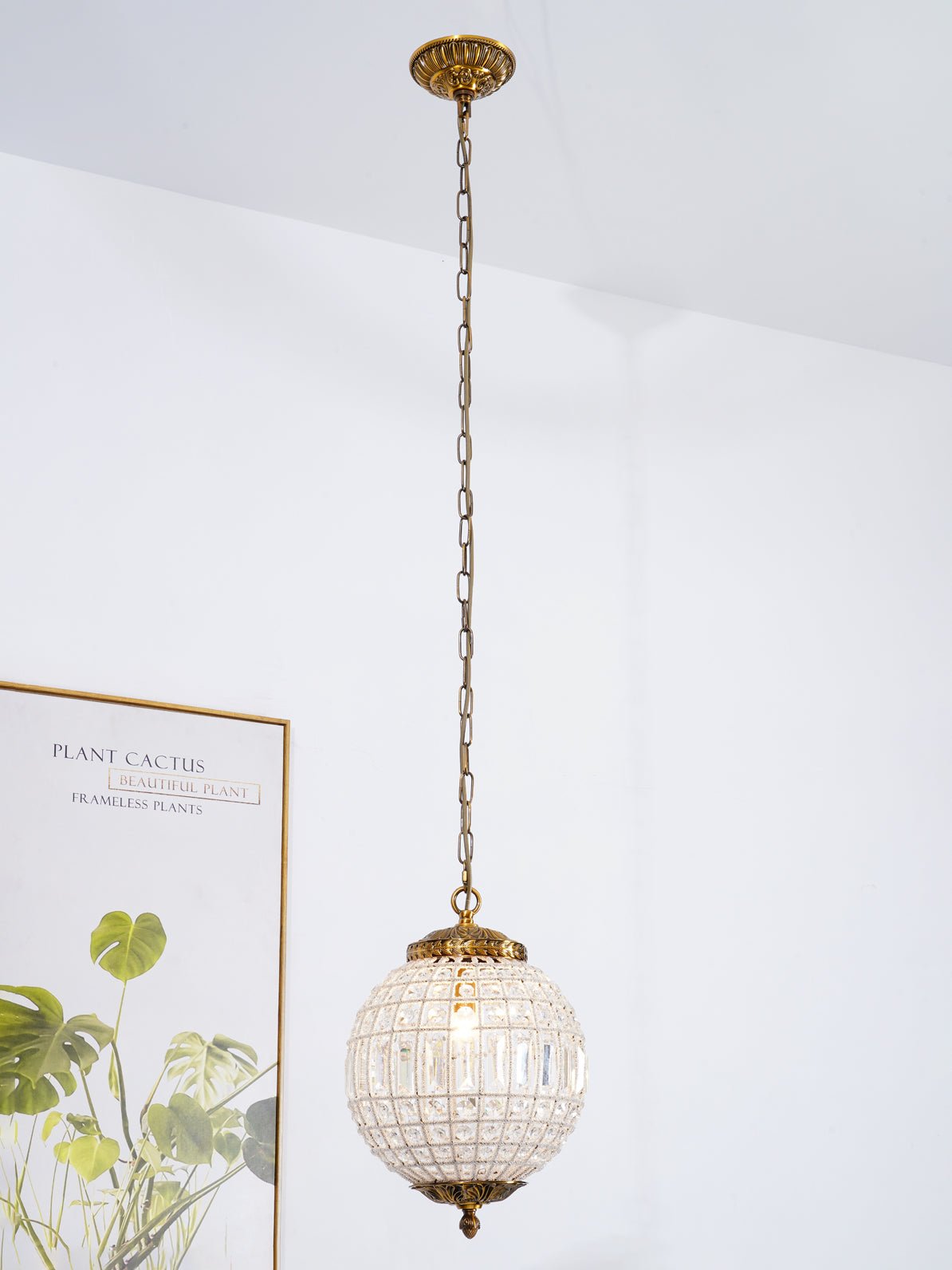Jelt Chandelier Gold Globe Crystal Vintage-Neutral Decor