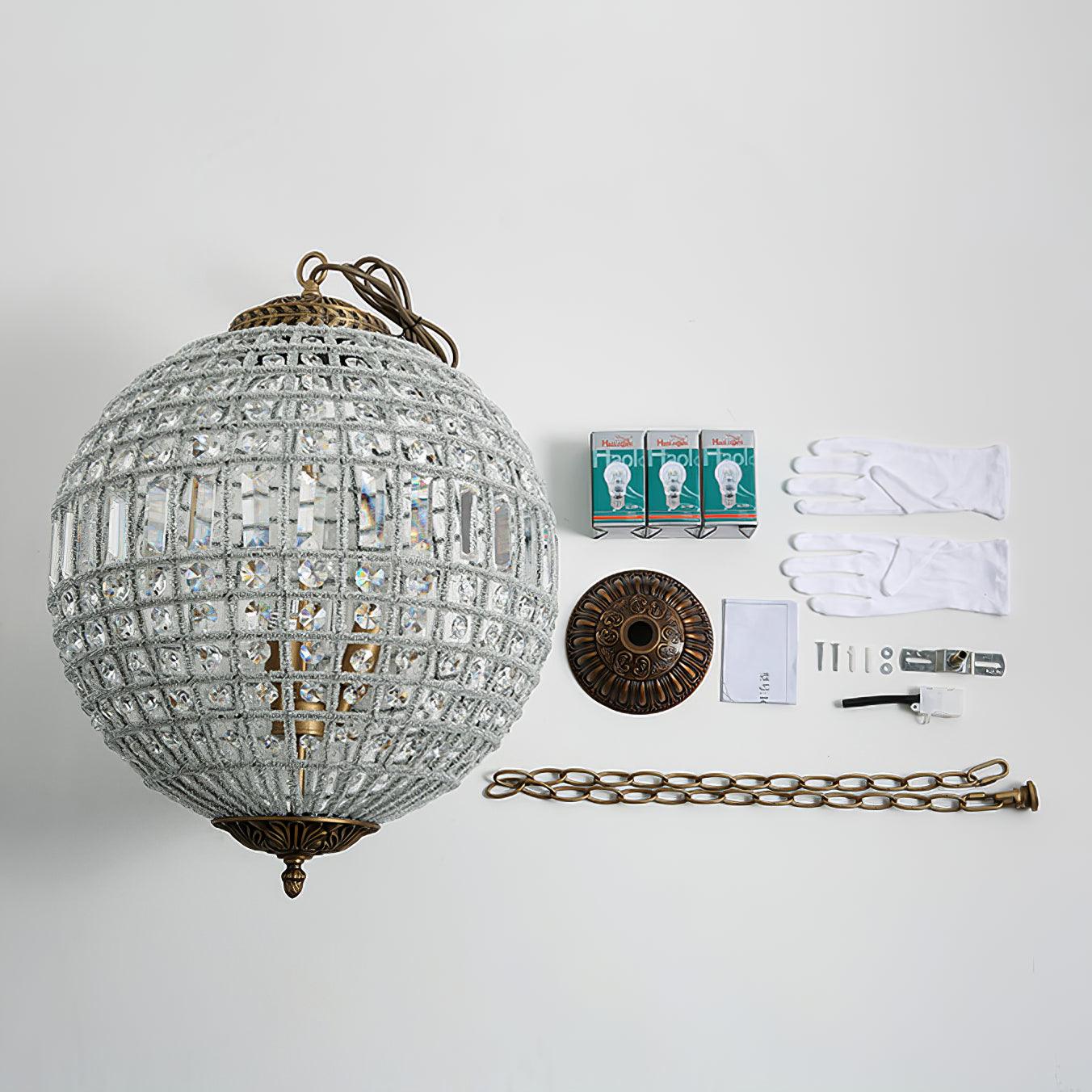 Jelt Chandelier Gold Globe Crystal Vintage-Neutral Decor