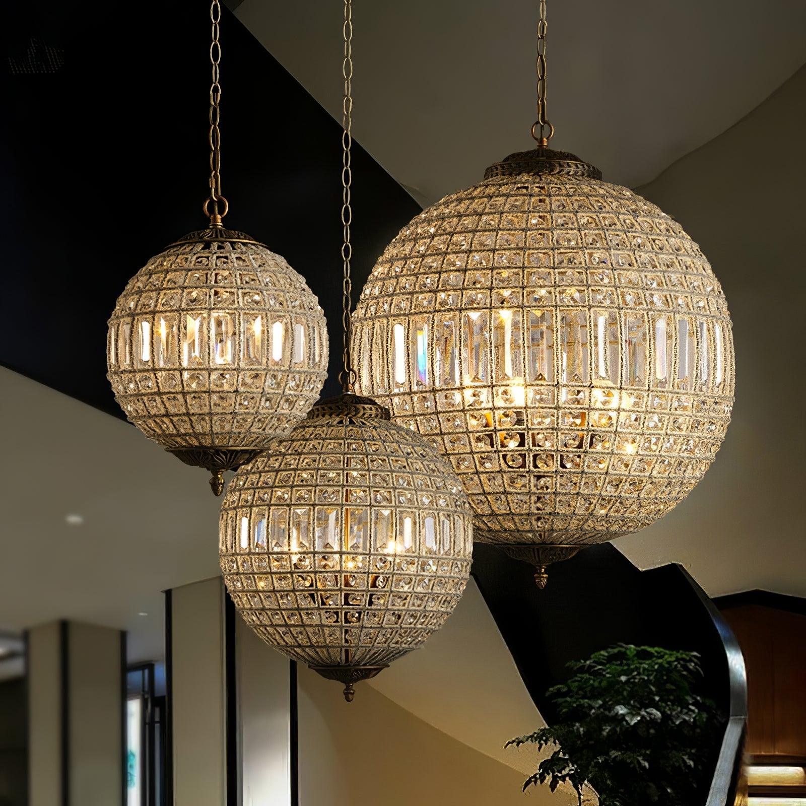 Jelt Chandelier Gold Globe Crystal Vintage-Neutral Decor