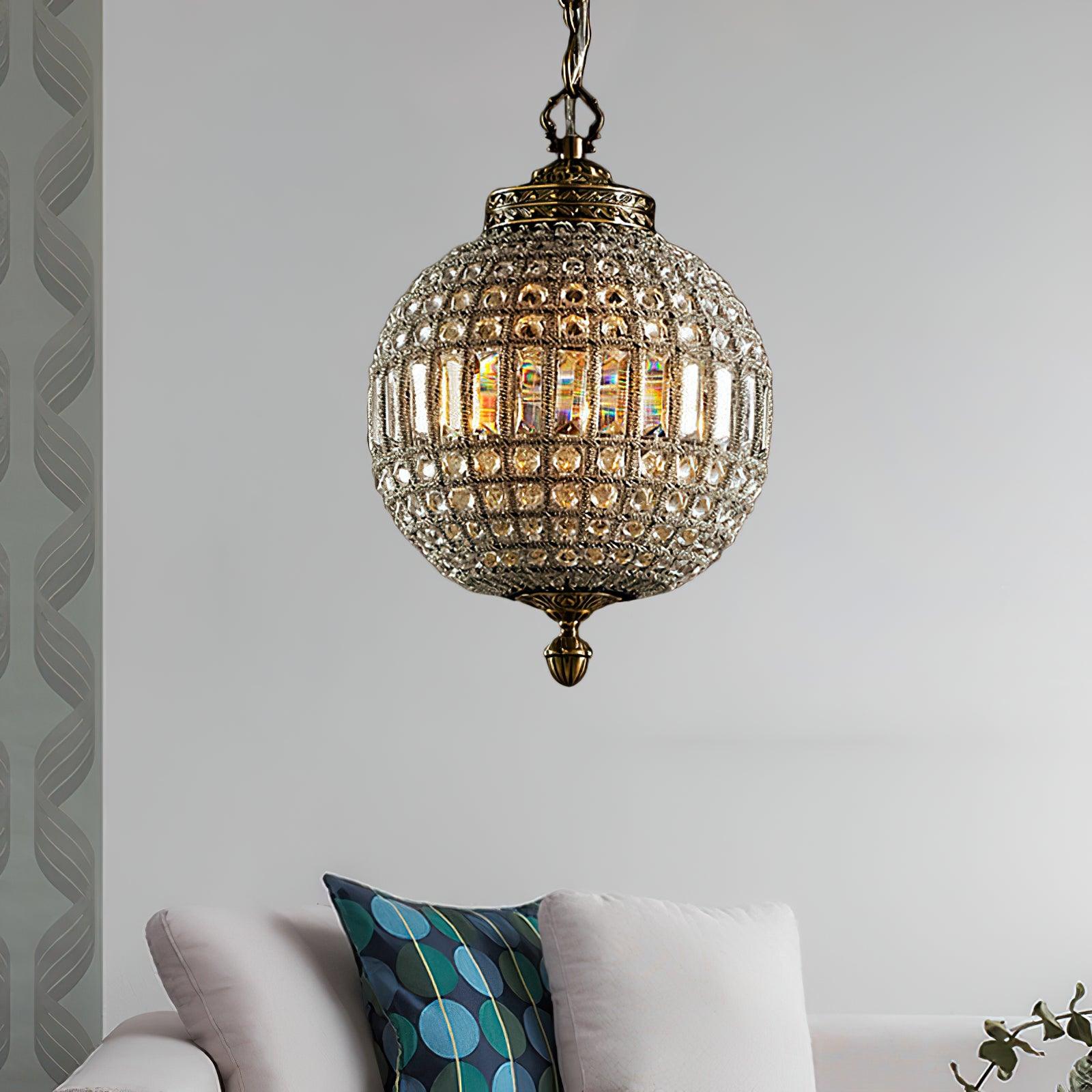 Jelt Chandelier Gold Globe Crystal Vintage-Neutral Decor