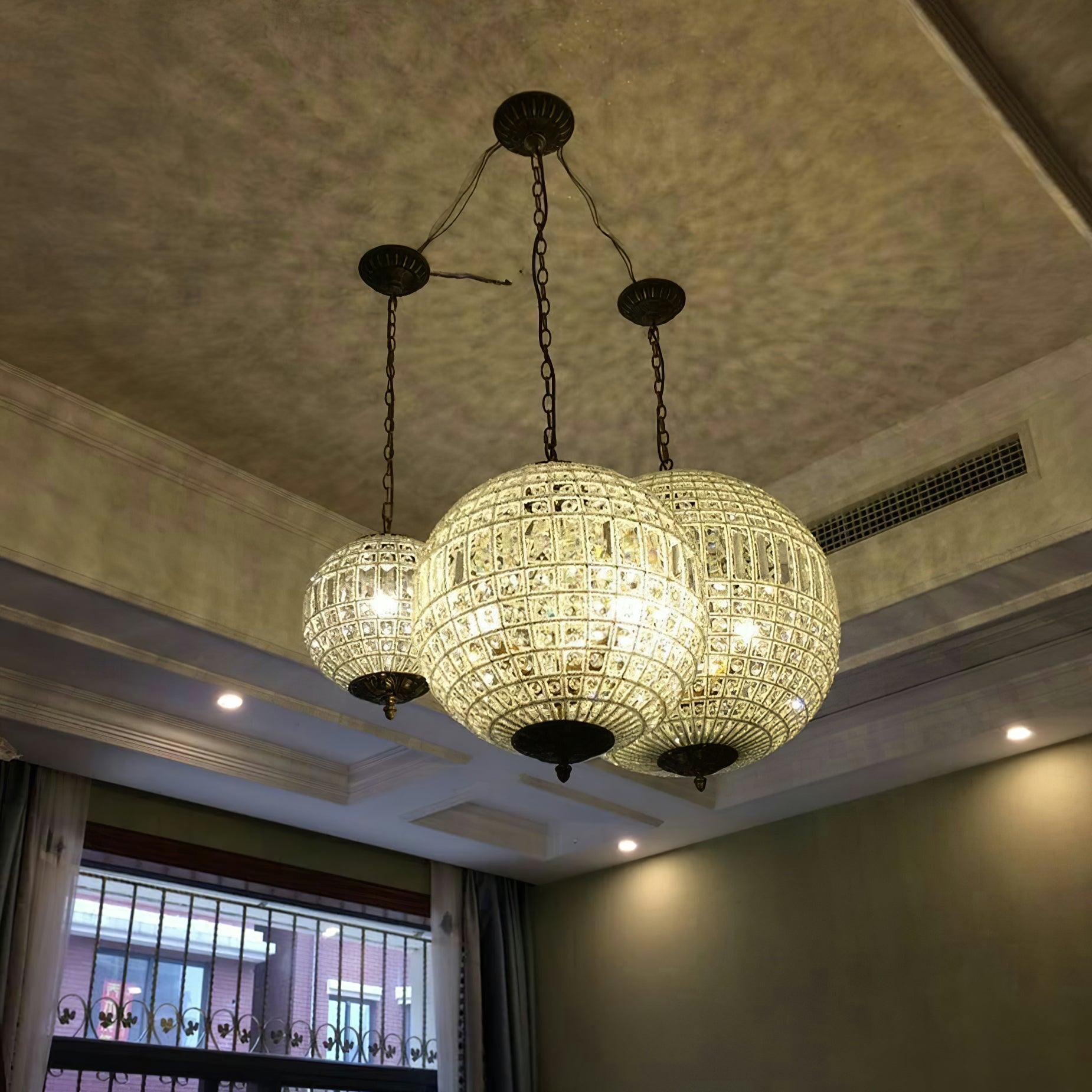 Jelt Chandelier Gold Globe Crystal Vintage-Neutral Decor