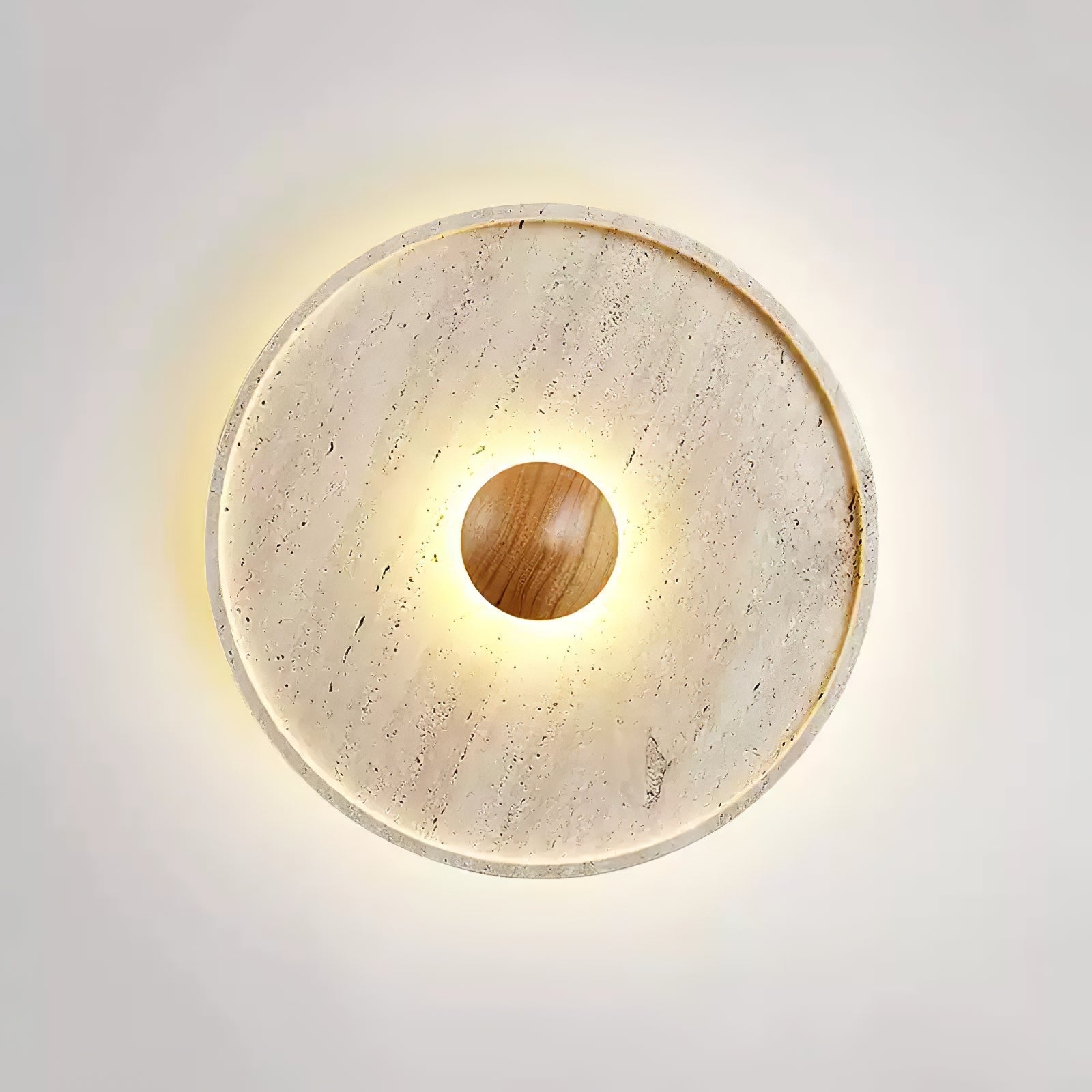 Lumiround Disc Inset Travertine Ceiling Light-Neutral Decor