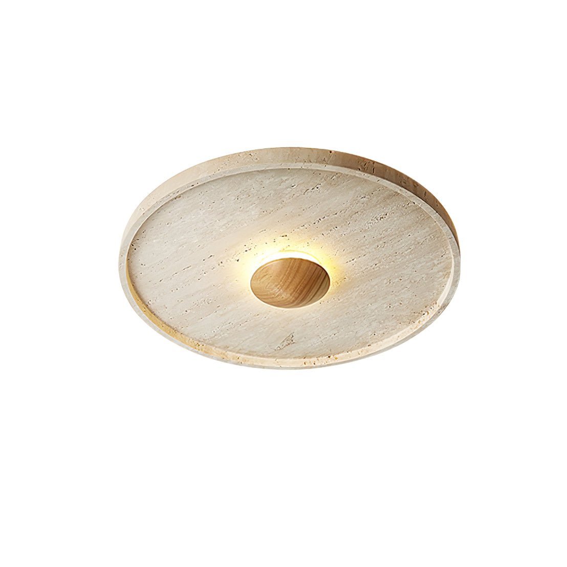 Lumiround Disc Inset Travertine Ceiling Light-Neutral Decor