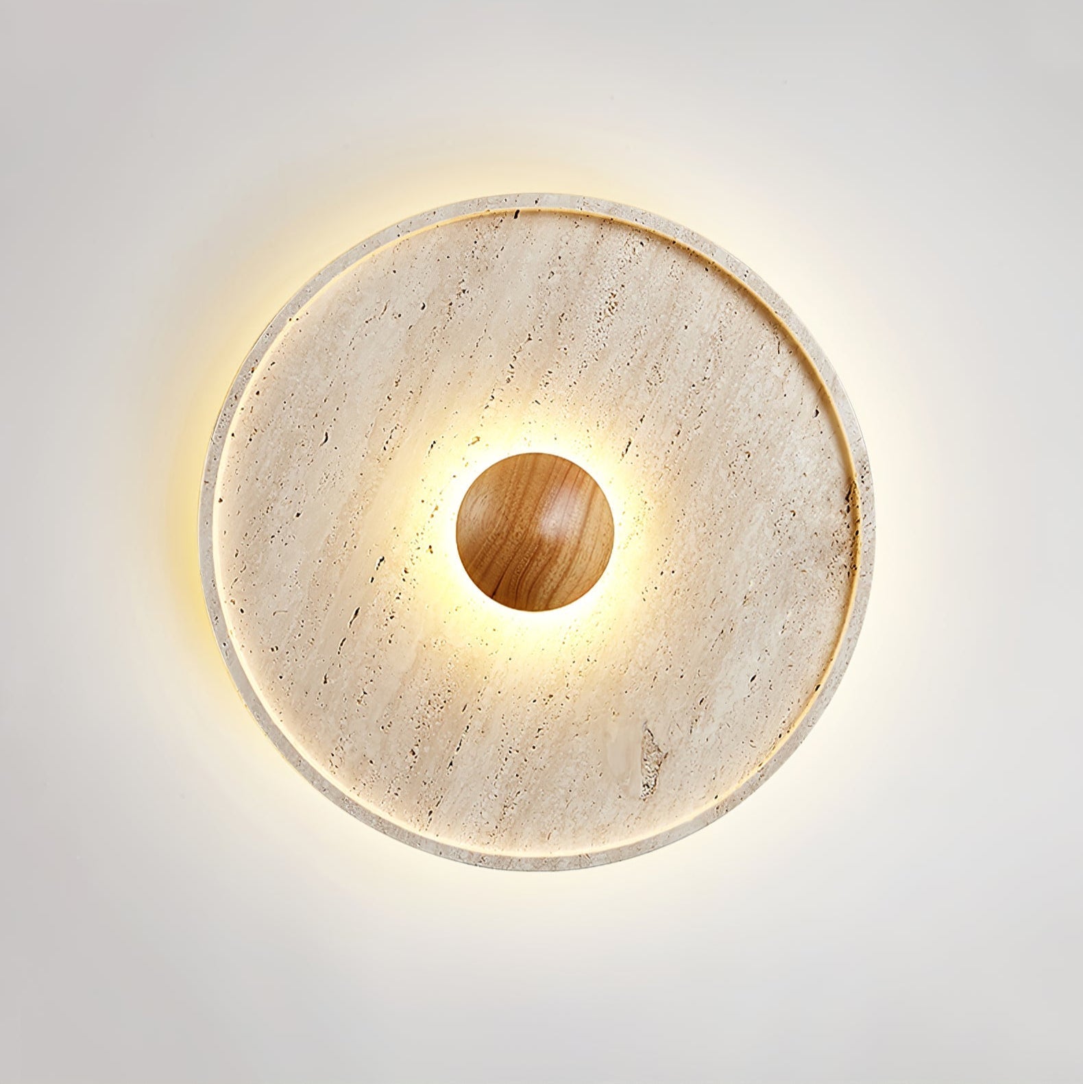 Lumiround Disc Inset Travertine Ceiling Light-Neutral Decor