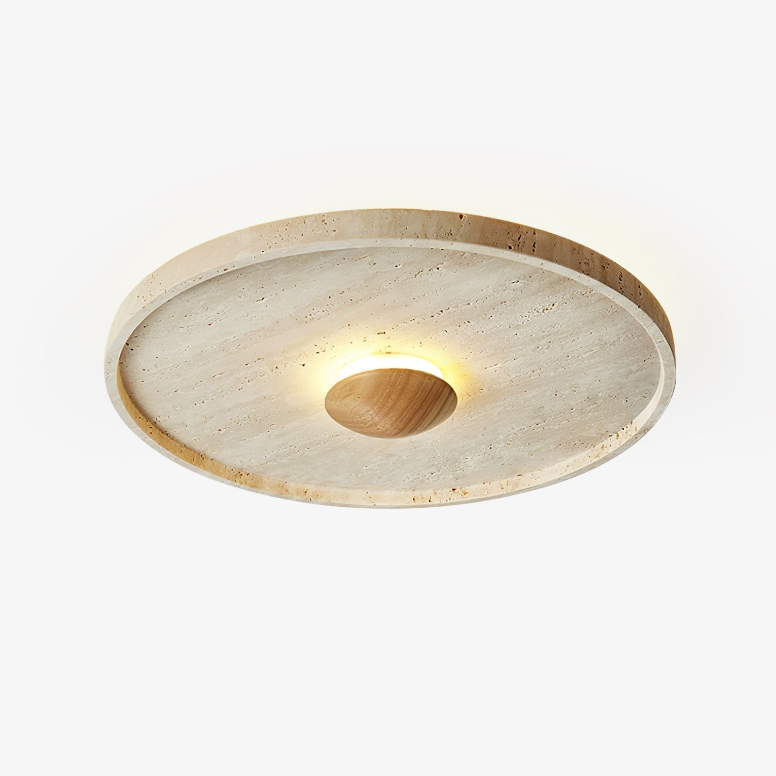 Lumiround Disc Inset Travertine Ceiling Light-Neutral Decor