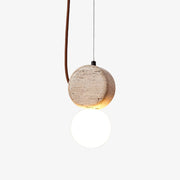 Zosolyra Double-Disc Travertine Pendant Light-Neutral Decor