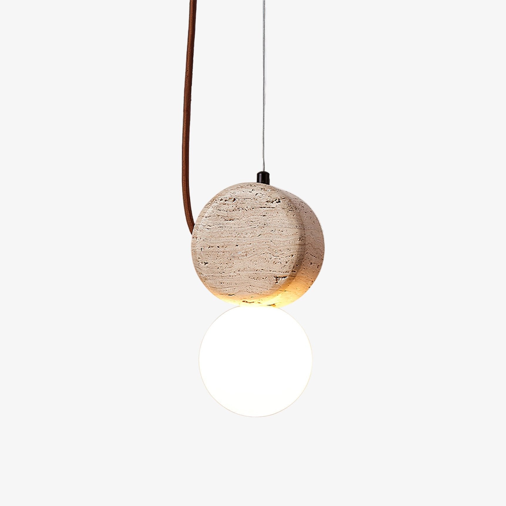 Zosolyra Double-Disc Travertine Pendant Light-Neutral Decor