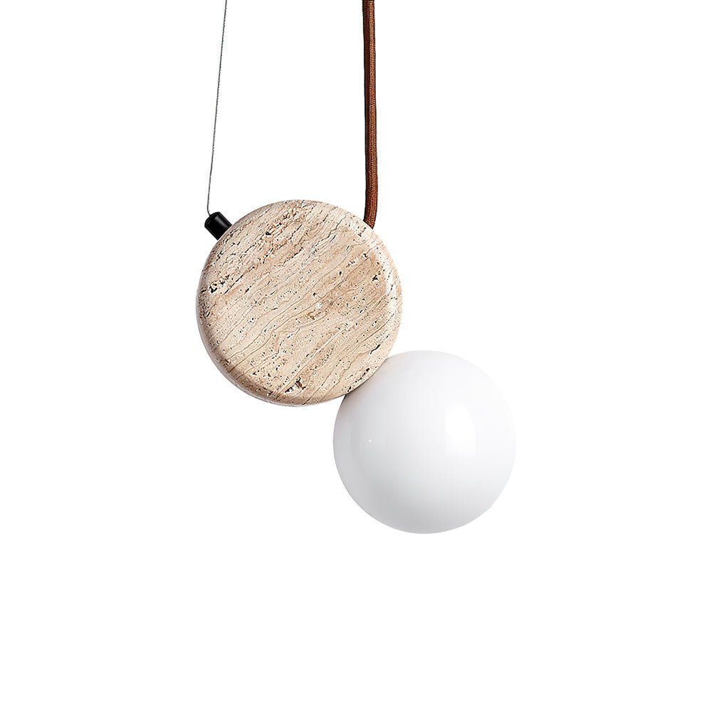 Zosolyra Double-Disc Travertine Pendant Light-Neutral Decor