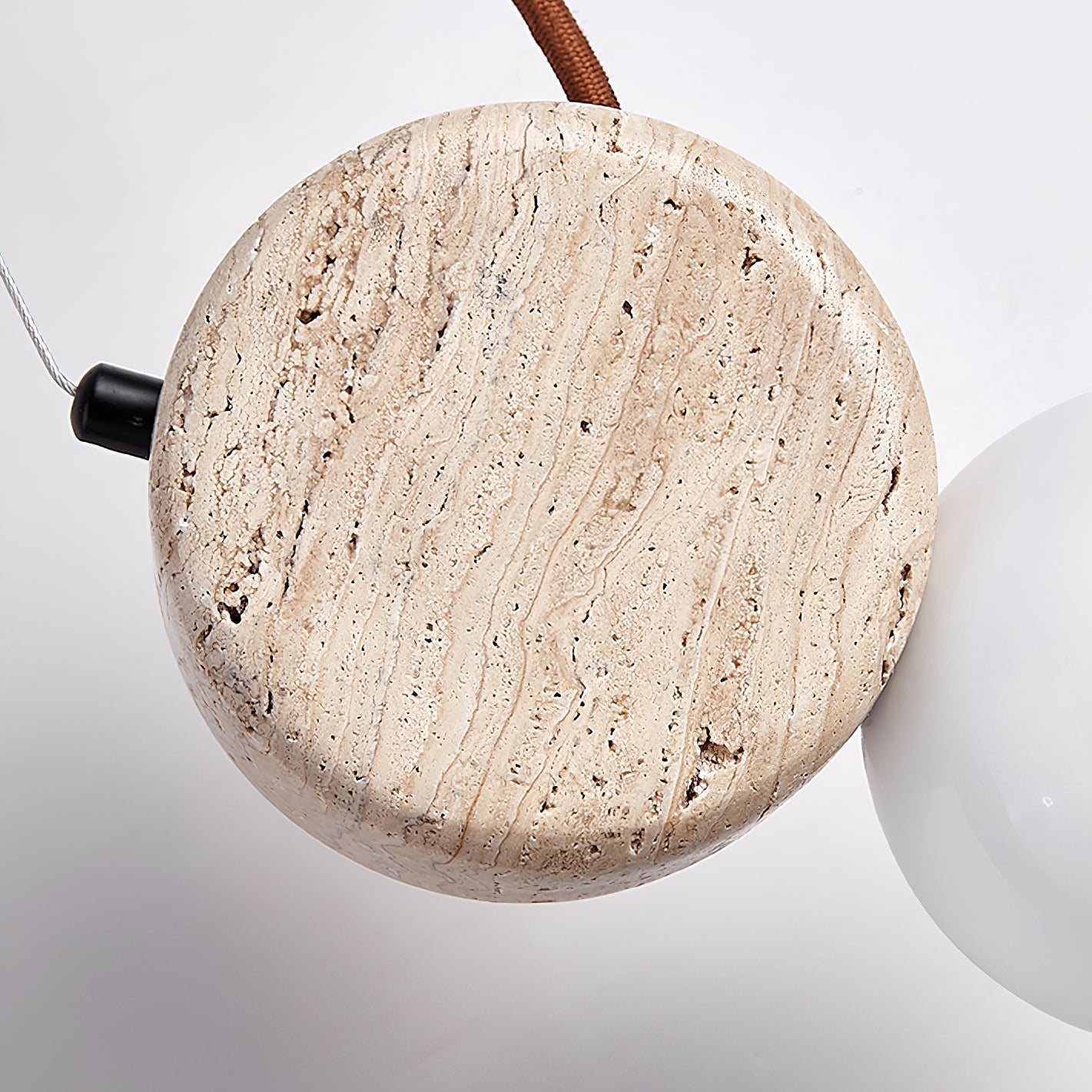 Zosolyra Double-Disc Travertine Pendant Light-Neutral Decor