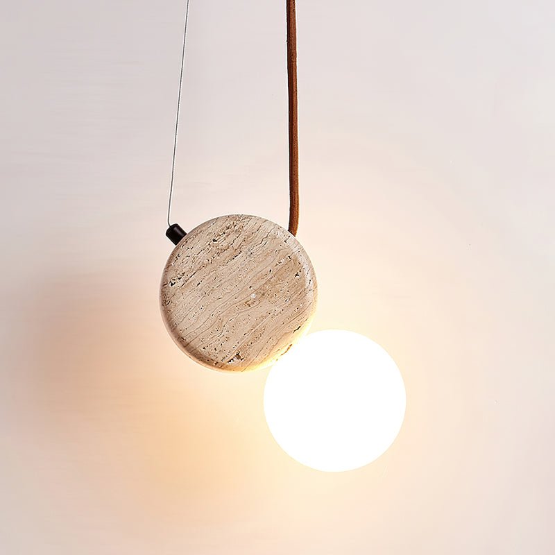 Zosolyra Double-Disc Travertine Pendant Light-Neutral Decor